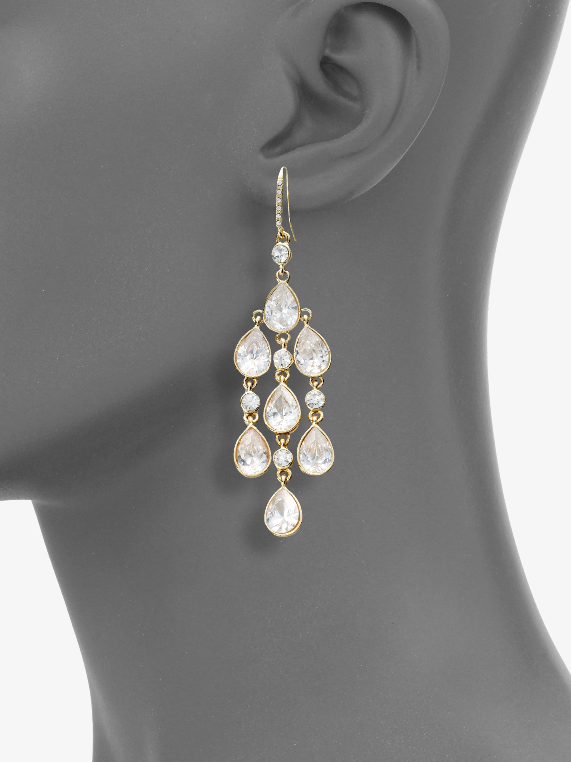 Lyst Abs By Allen Schwartz Teardrop Stone Chandelier Earrings In Gallery