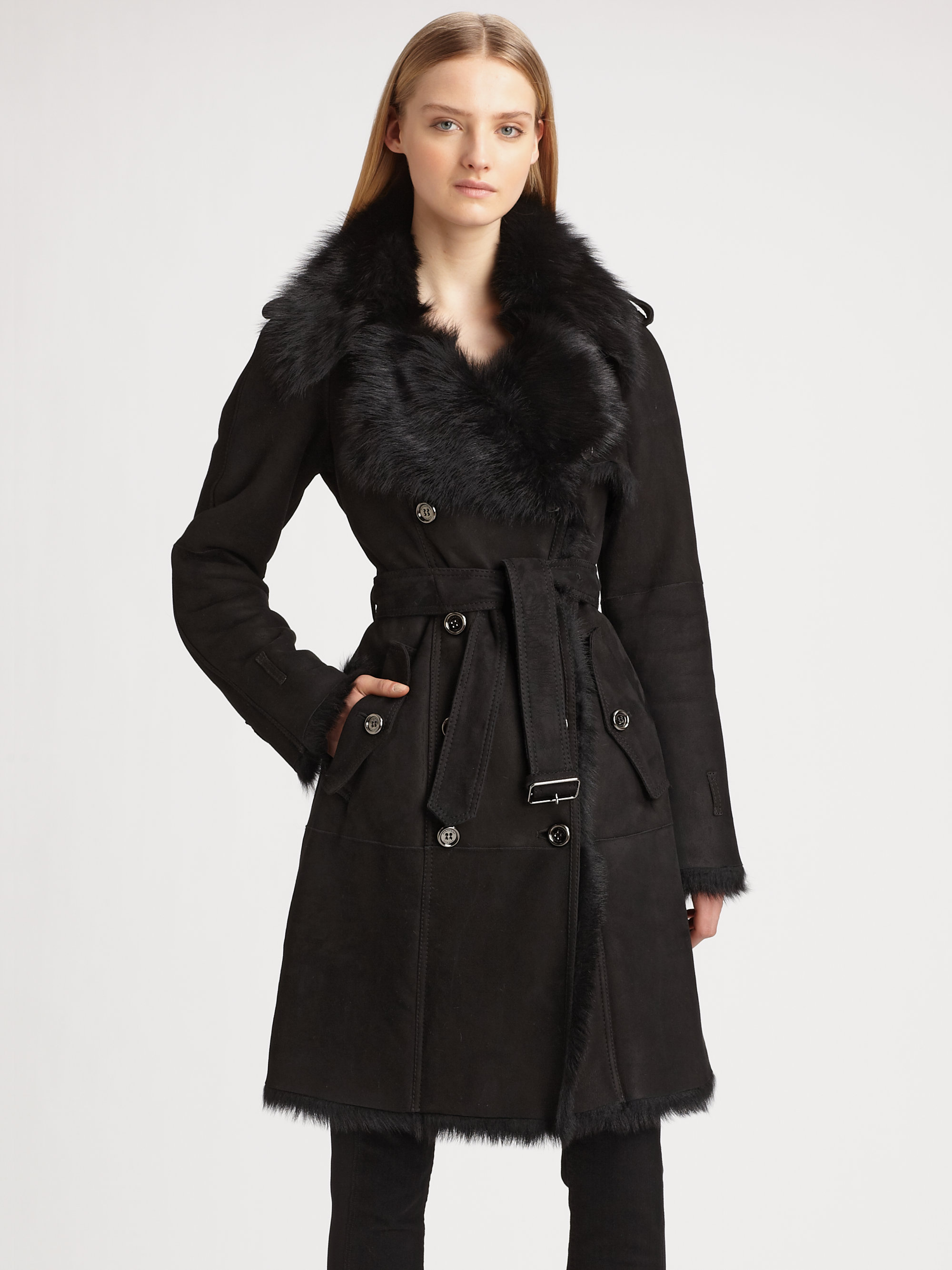 burberry shearling coat