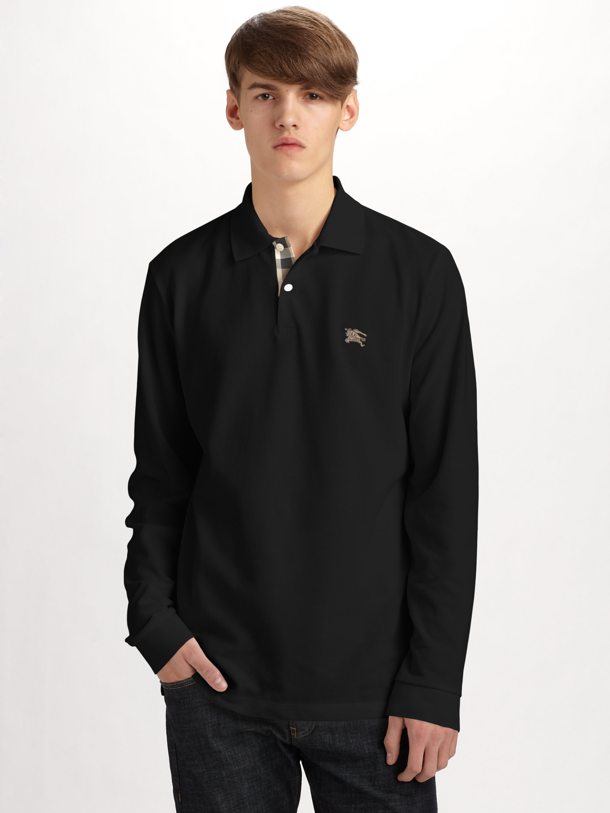 Burberry Brit Longsleeve Polo in Brown 
