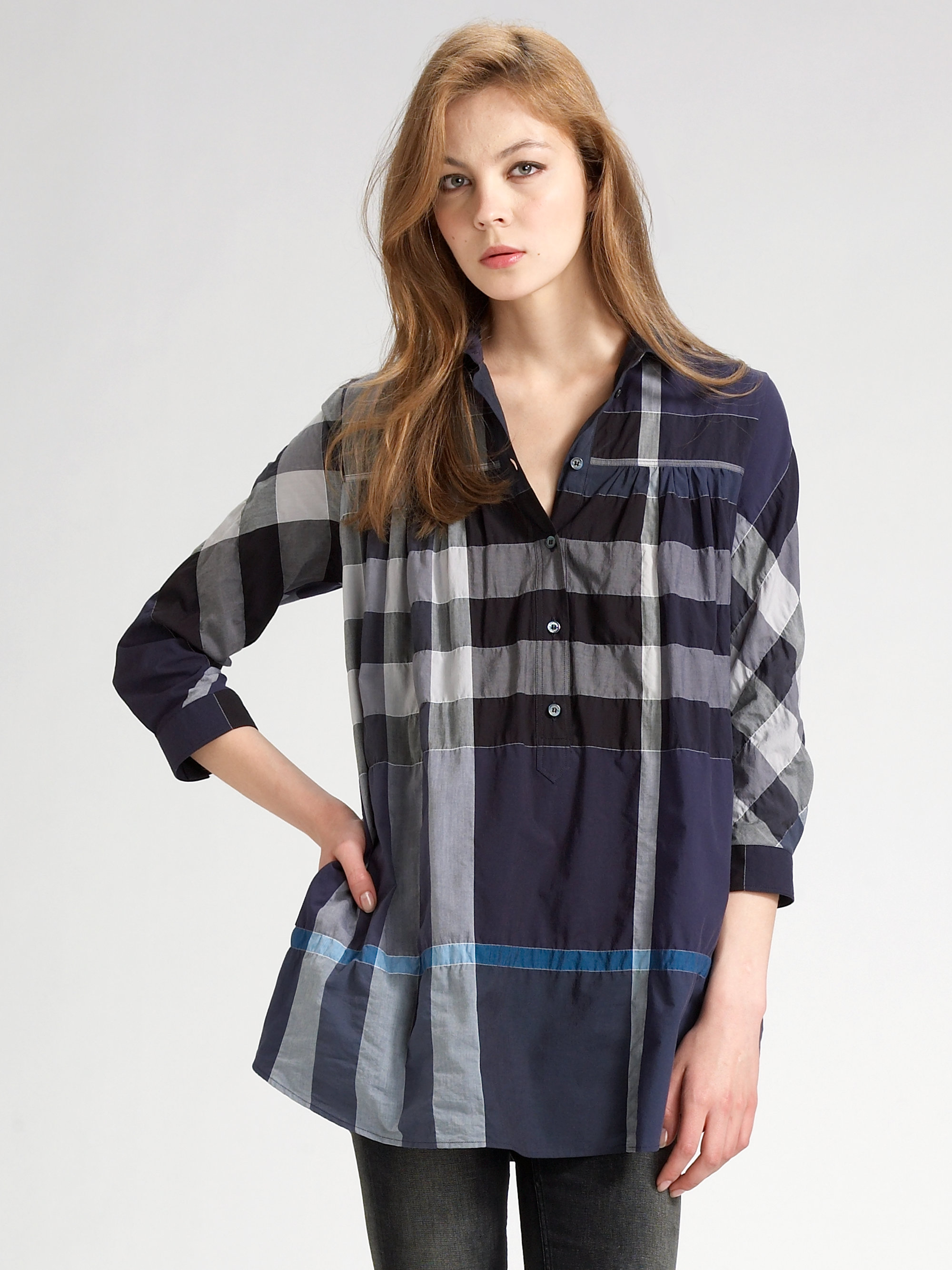 Burberry Brit Check Tunic in Navy (Blue) - Lyst