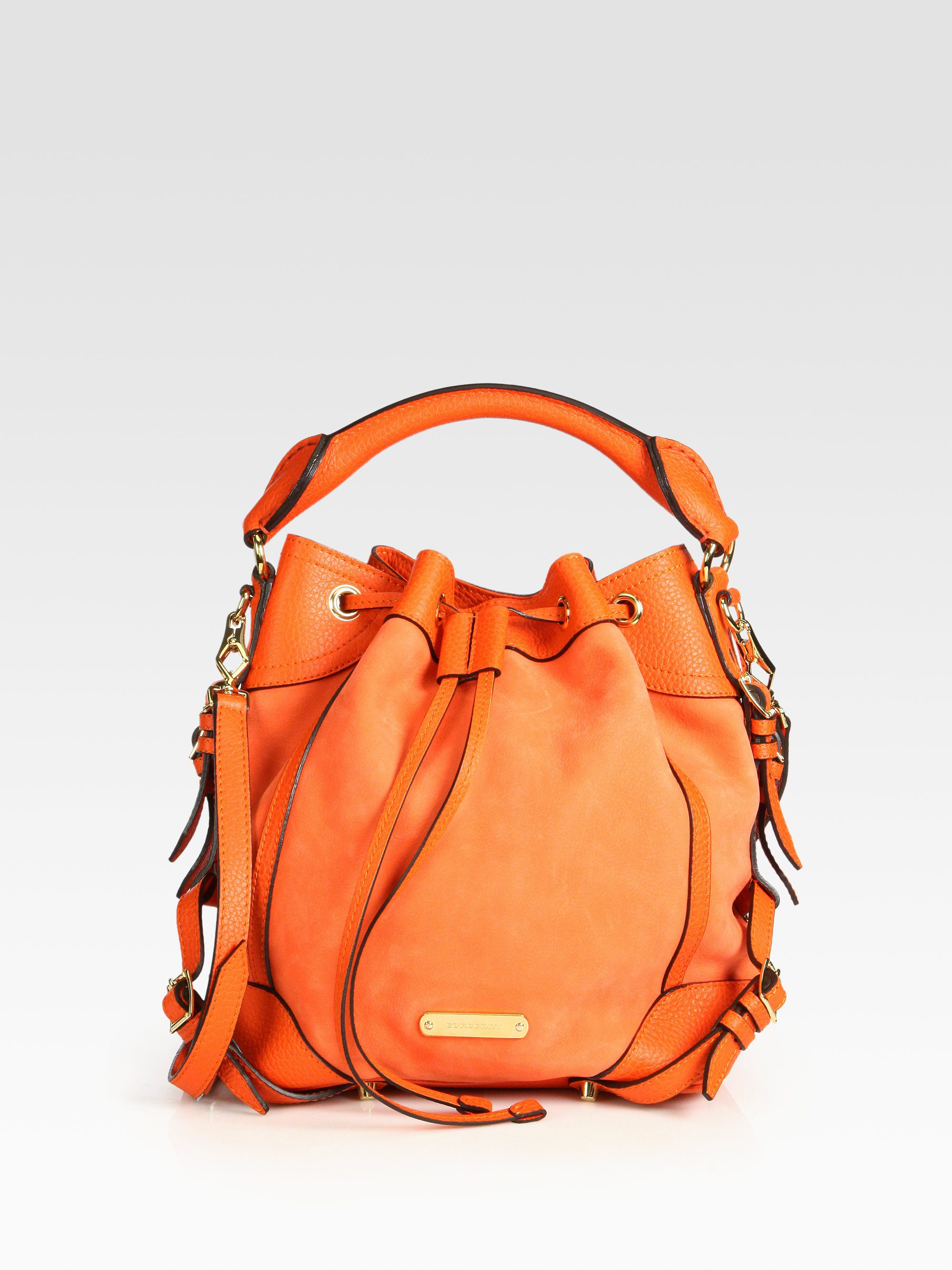 Lyst Burberry Penbury Small Bucket Bag In Orange Gallery