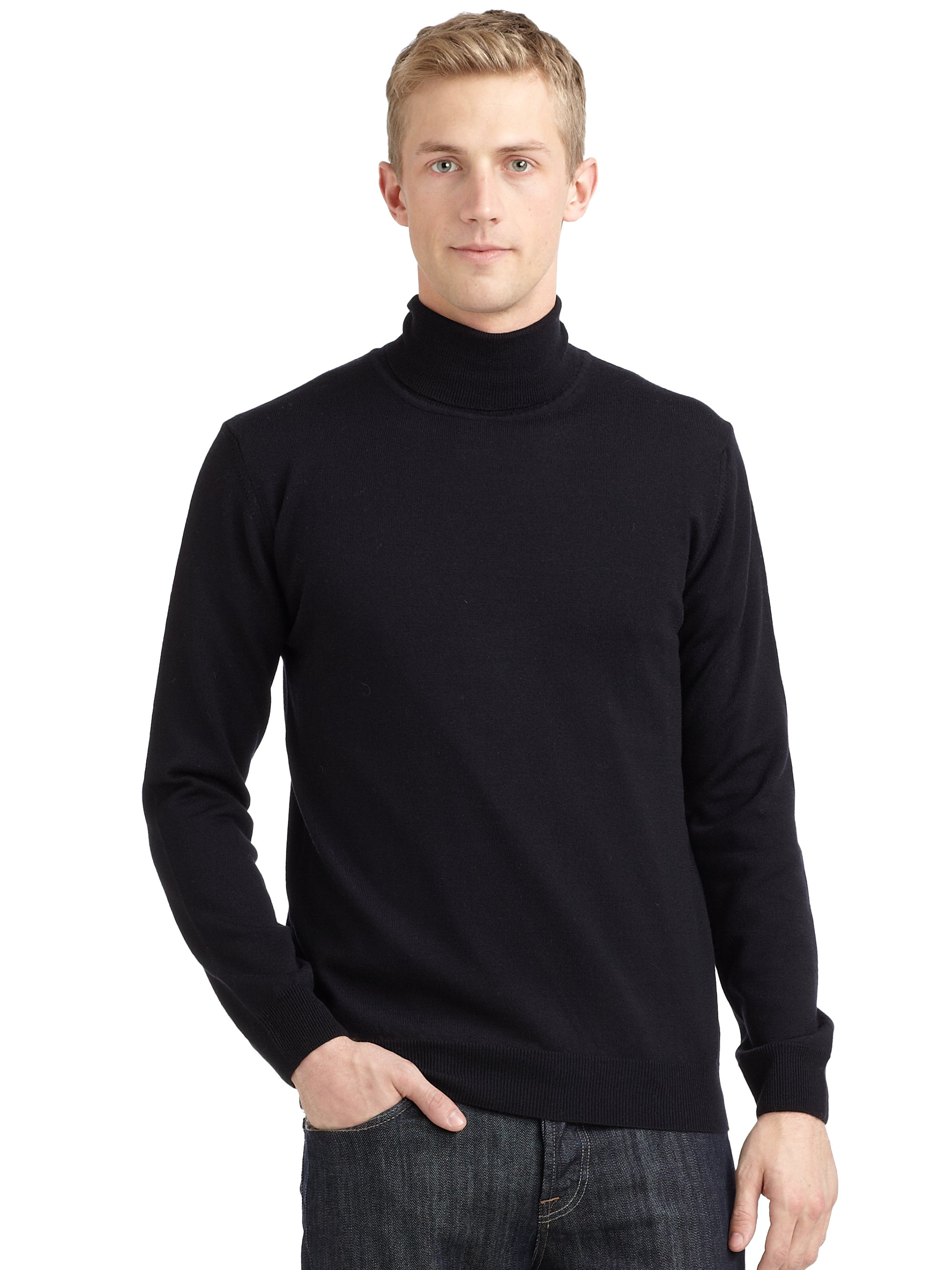 calvin klein men's merino wool turtleneck sweater
