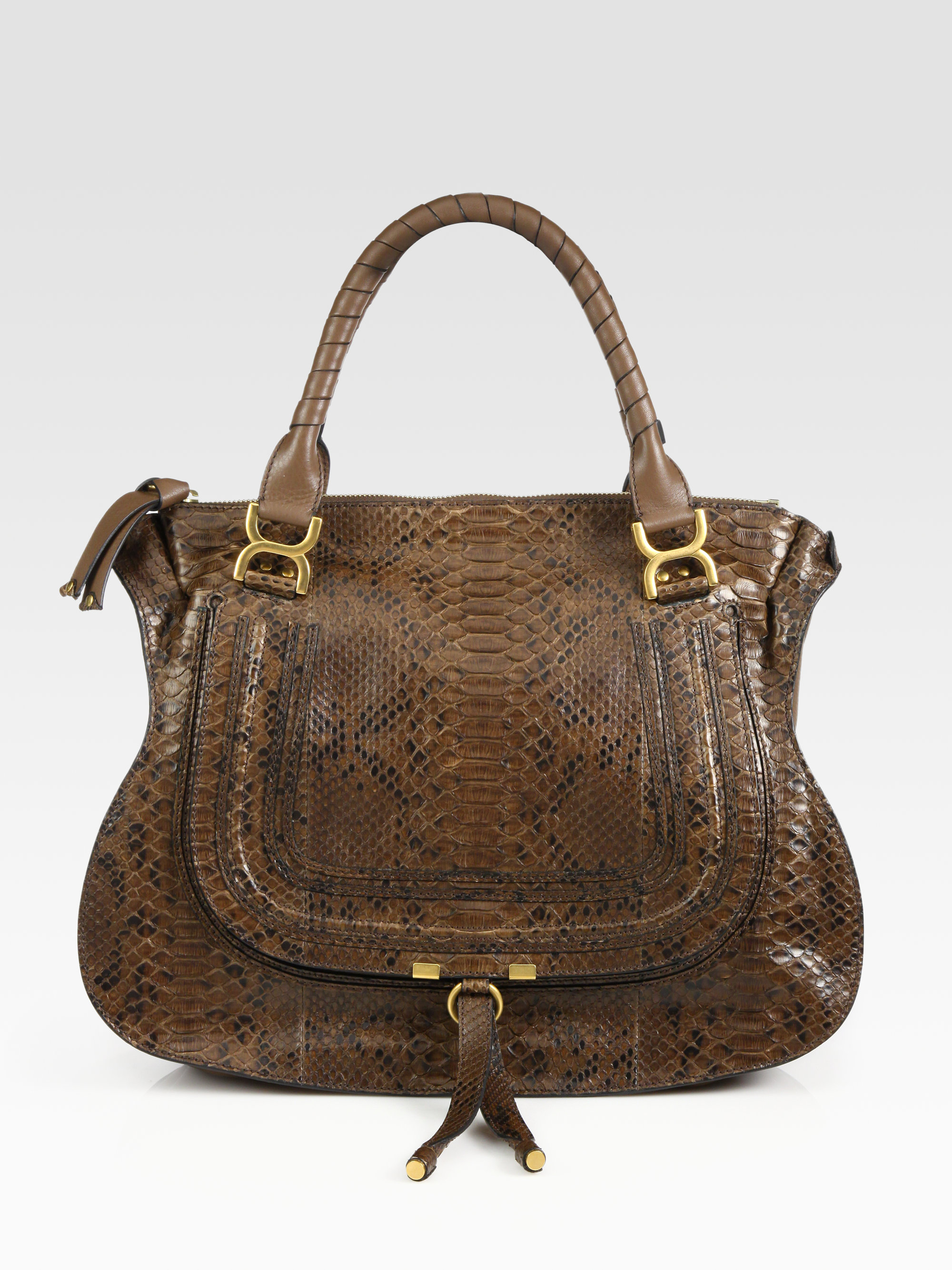 Chloé Marcie Large Python Shoulder Bag in Brown | Lyst