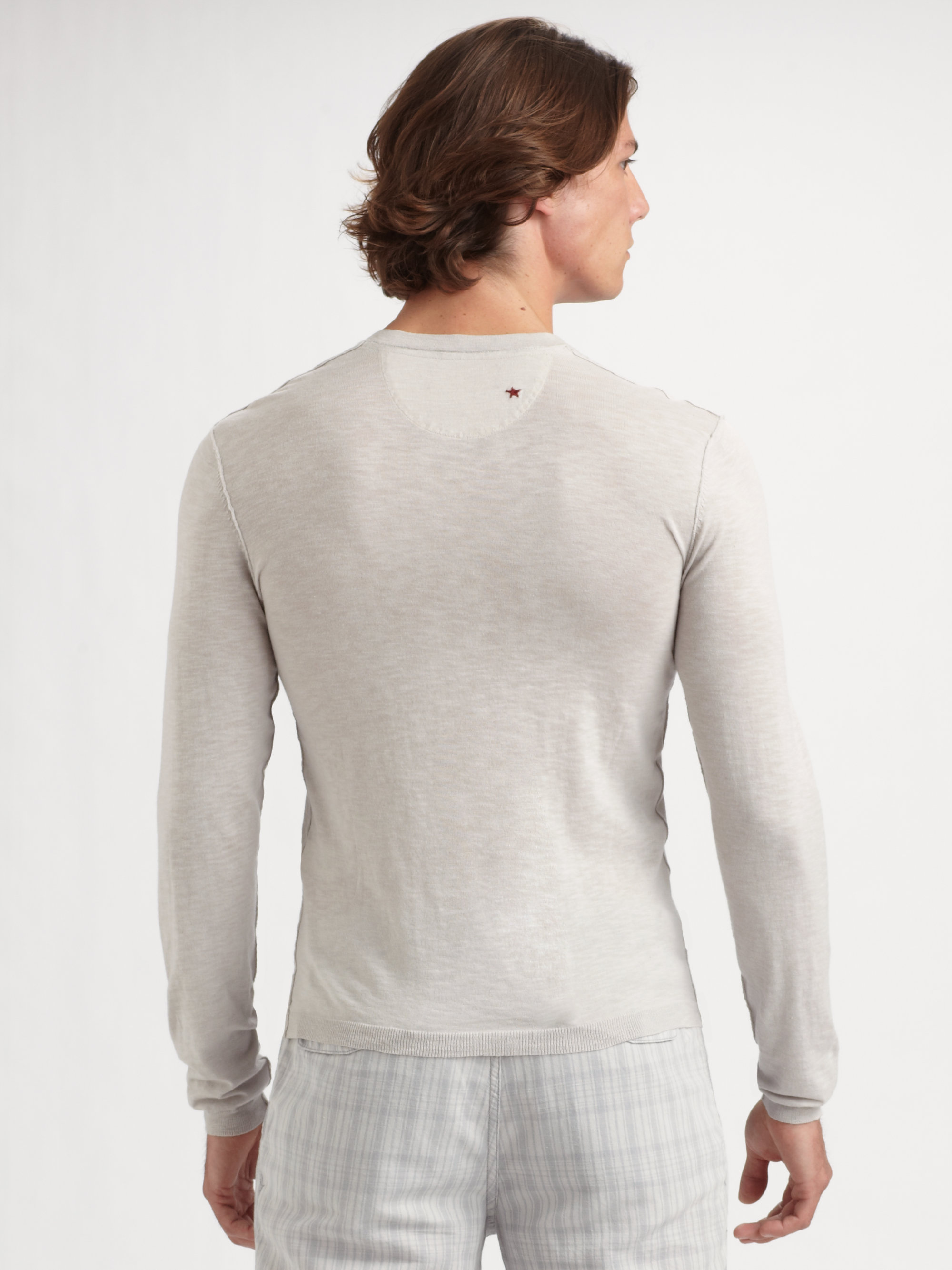 Lyst Converse Slubbed Linen Henley Sweater in Gray for Men