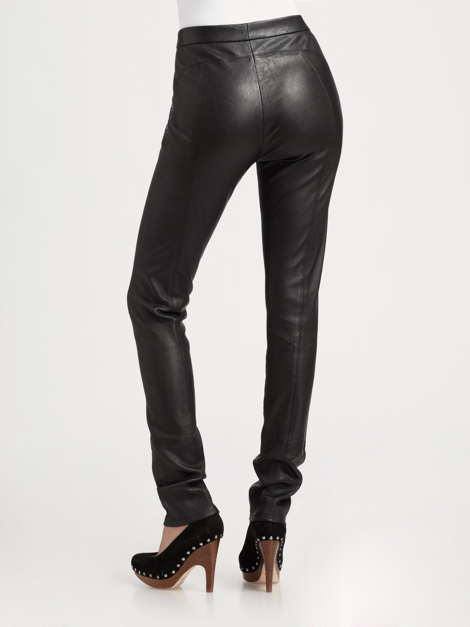 Lyst - Elie Tahari Stretch Leather Pants in Black