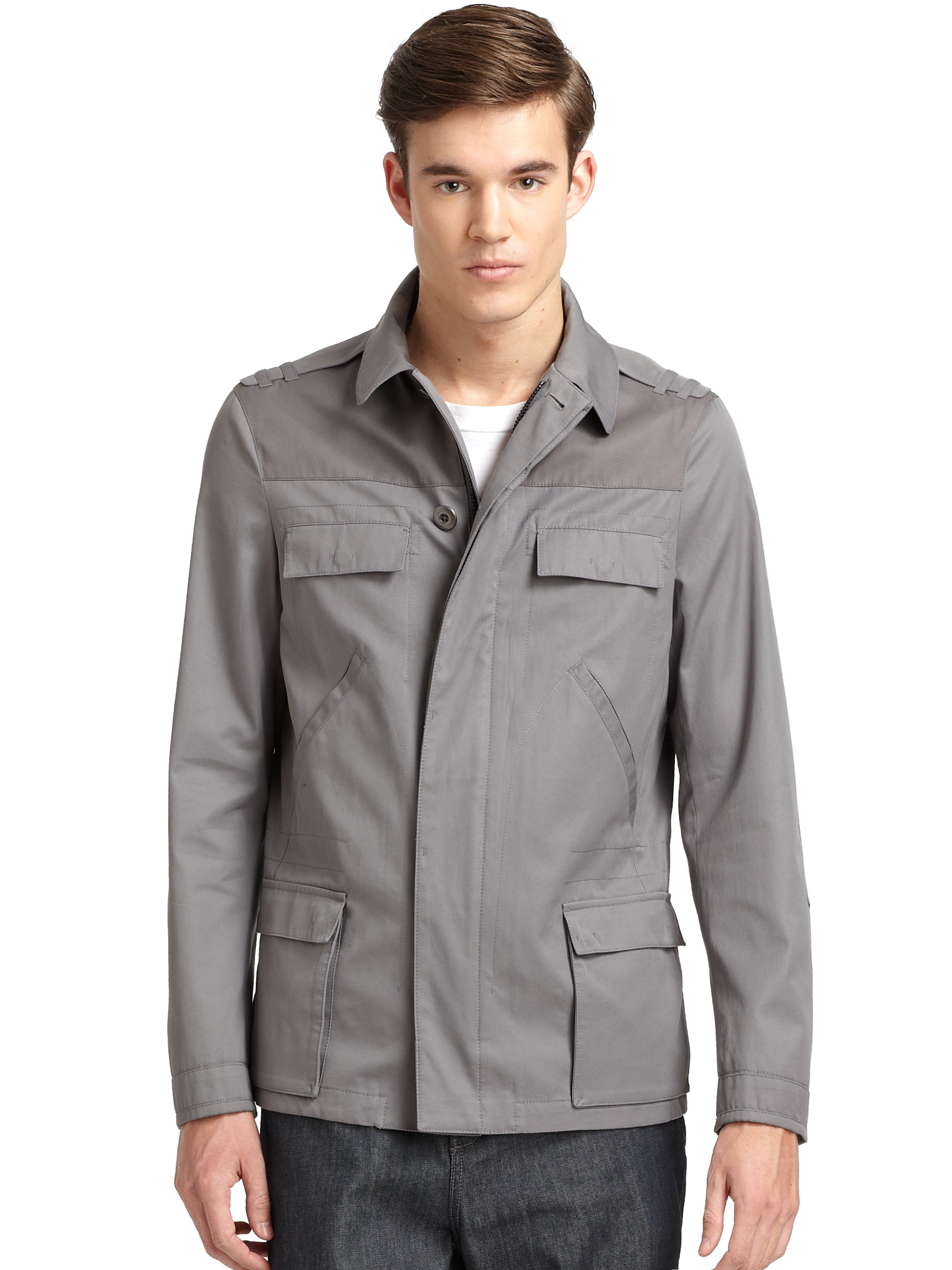 Elie Tahari Bryce Twill Jacket in Gray for Men (cement)