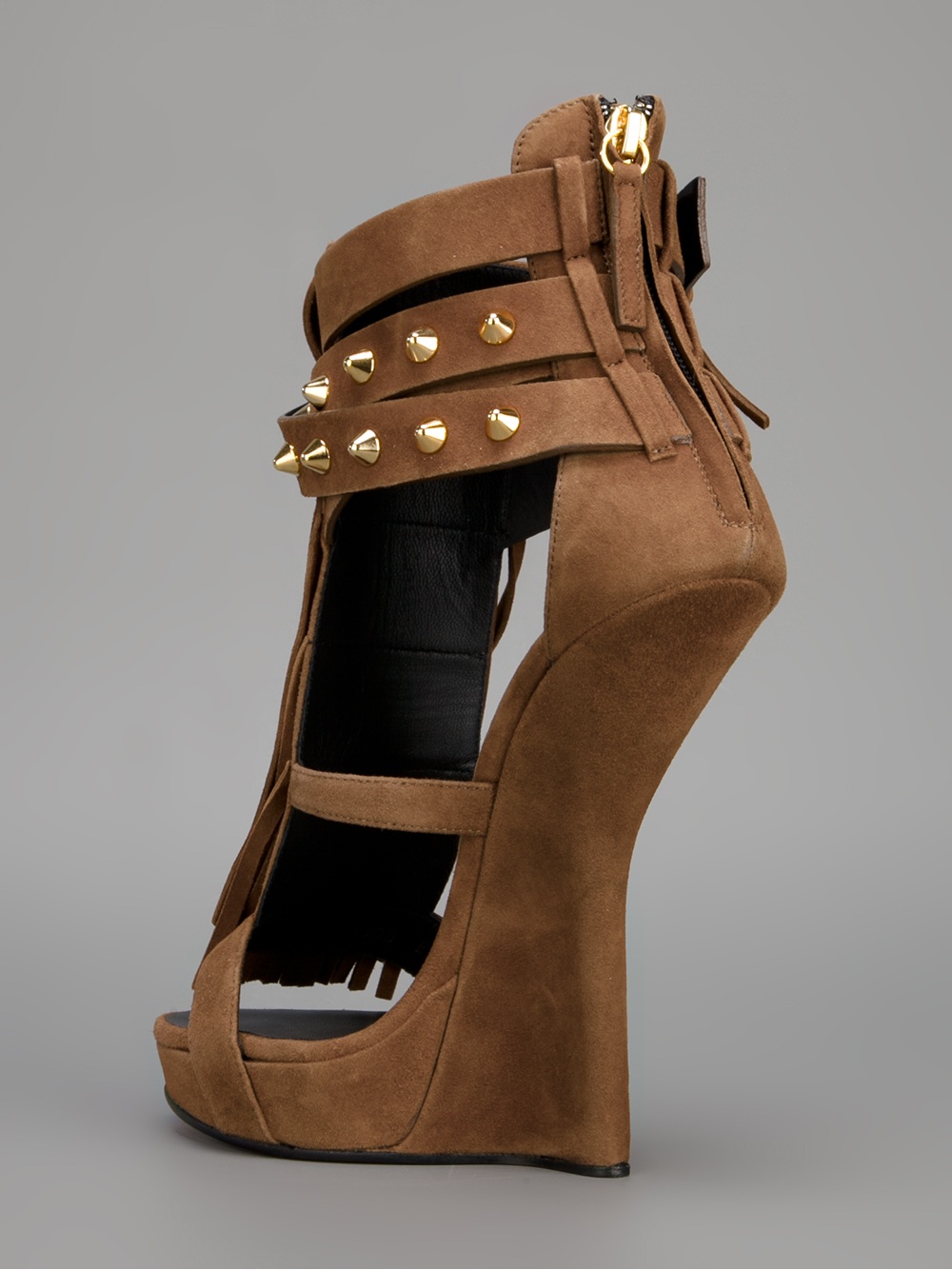 Giuseppe Zanotti Fringed Sculpted Sandal in Brown - Lyst