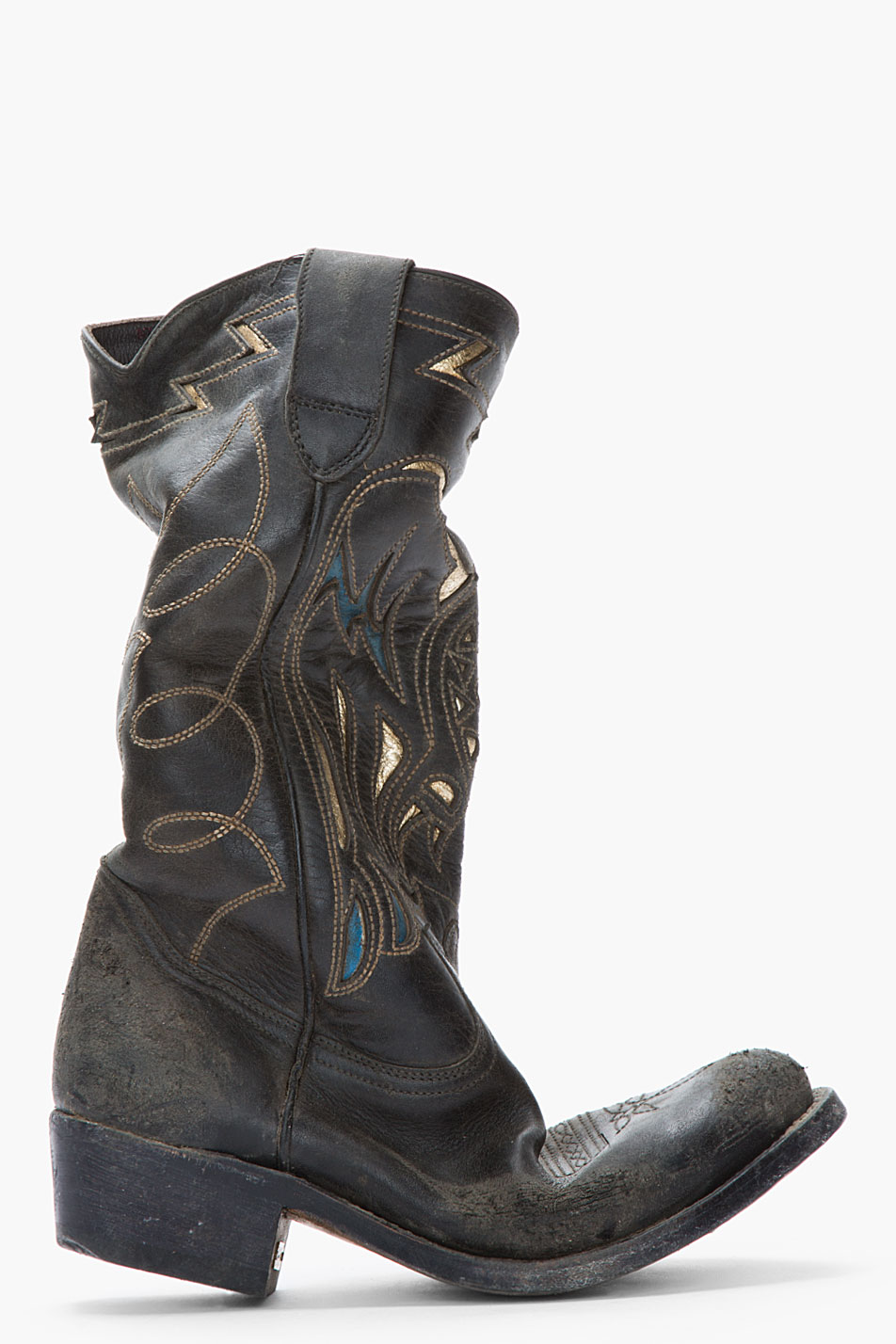 Lyst Golden Goose Deluxe Brand Tall Black Gold Leather Flying Cowboy