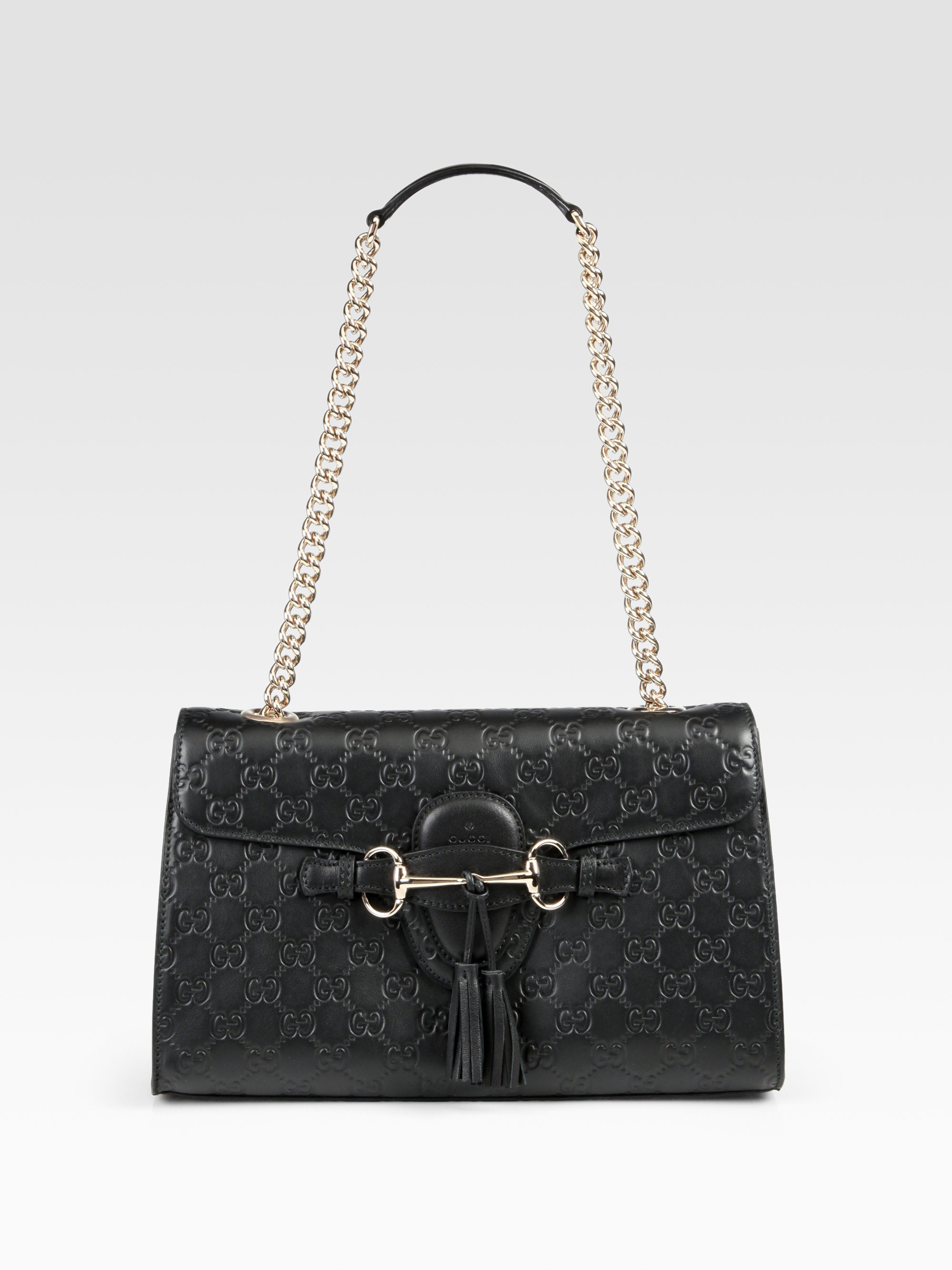 Gucci Emily Chain Ssima Leather Shoulder Bag in Black Lyst