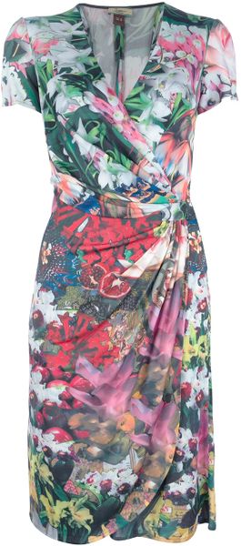 Issa Floral Print Wrap Dress in Multicolor (floral) | Lyst