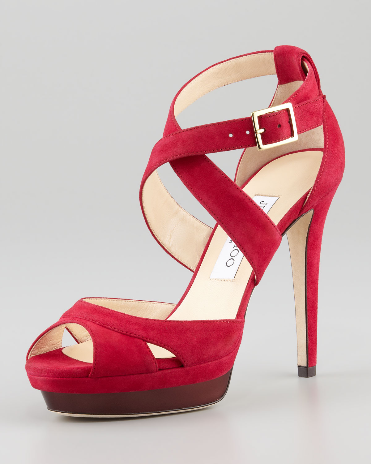 Jimmy Choo Kuki Suede Platform Sandal in Raspberry (Red) - Lyst