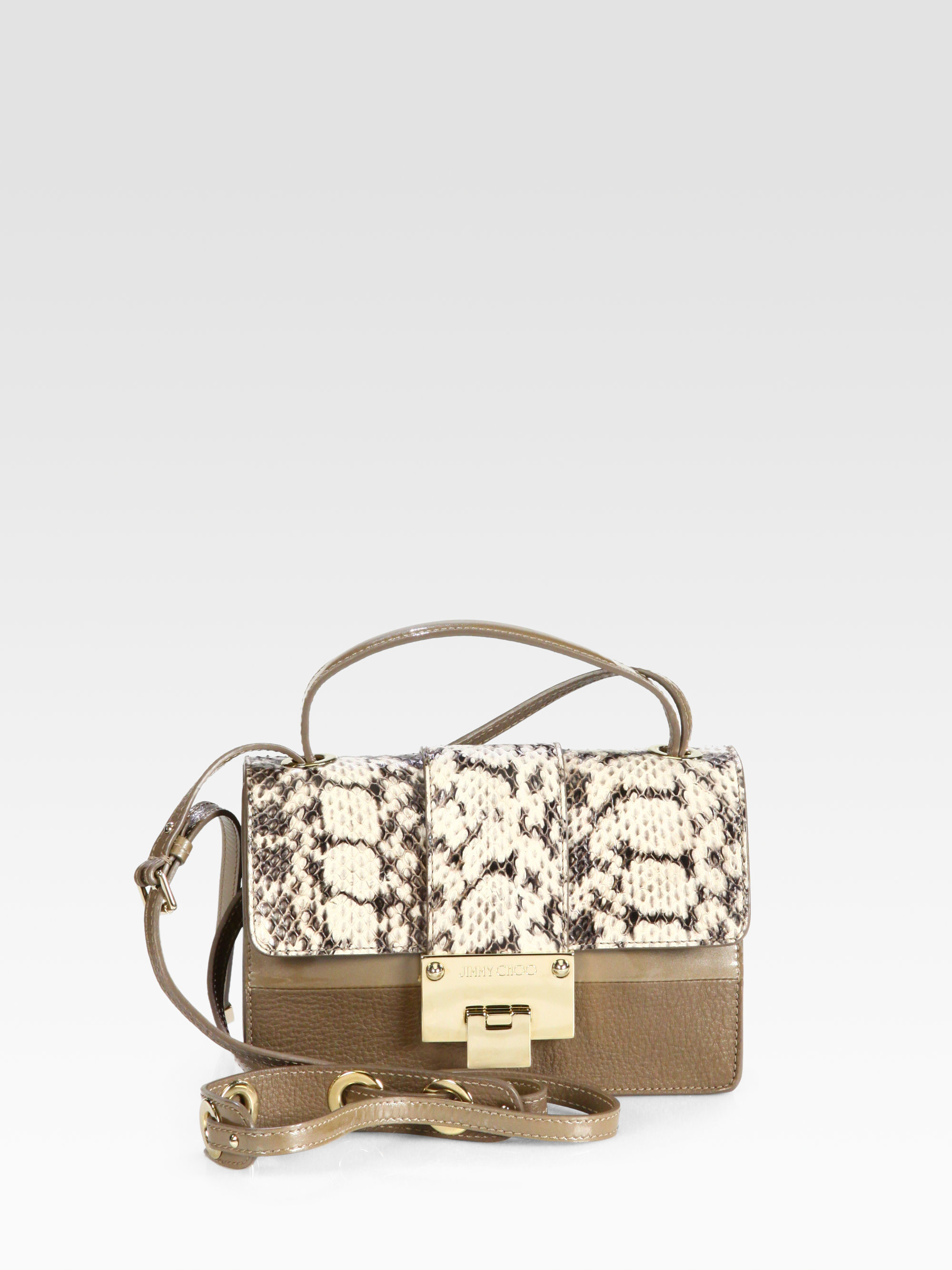 Jimmy Choo Rebel Python Leather Shoulder Bag in Taupe (Brown) - Lyst