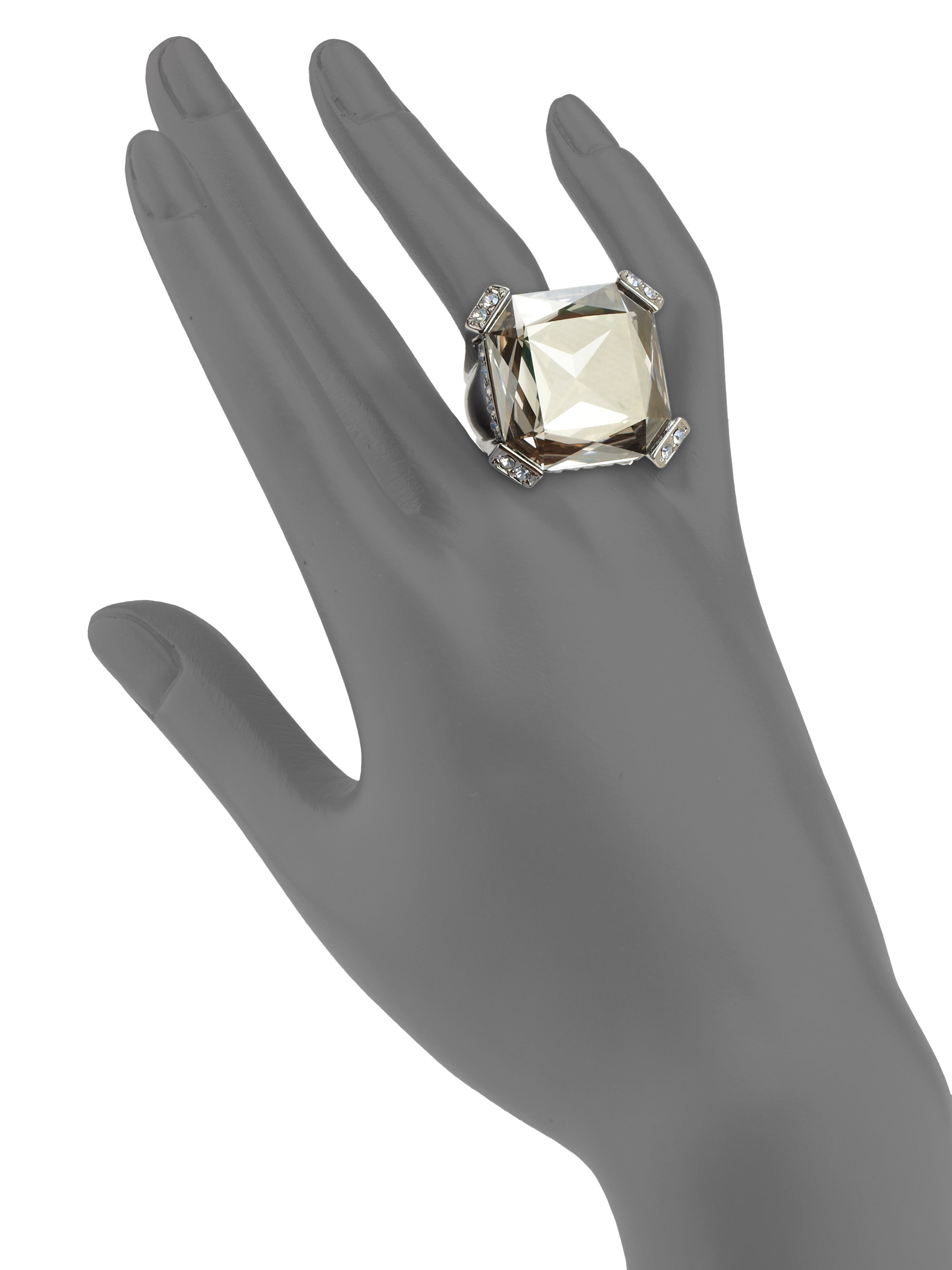 Judith Leiber Christo Cushion Cut Crystal Ring in Metallic