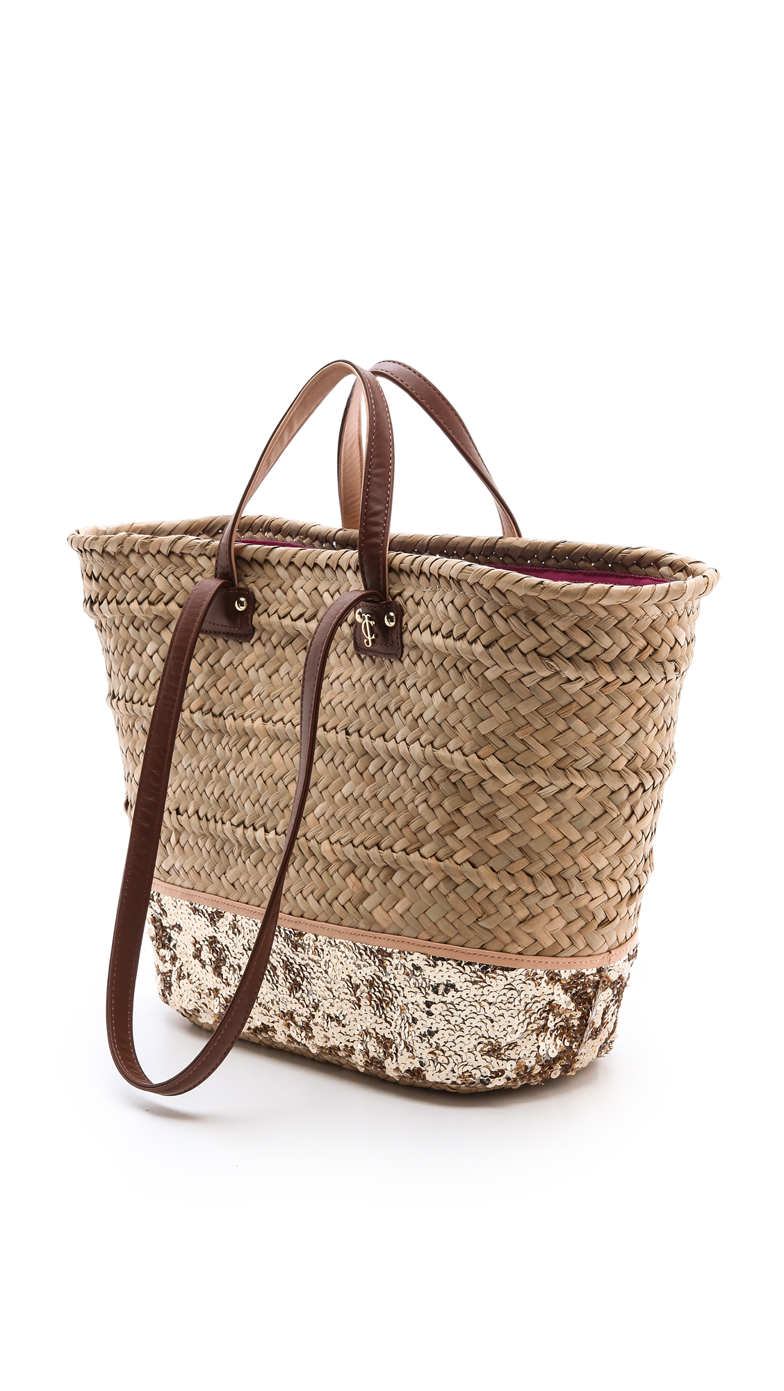 Juicy Couture Malibu Straw Sequin Beach Tote in Brown | Lyst