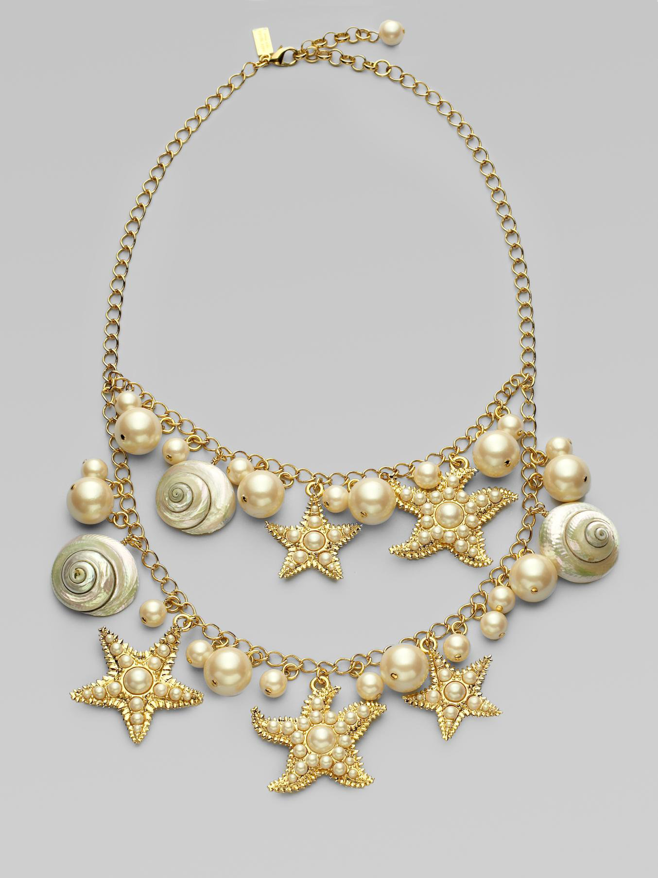 Kate Spade Shell Bead and Faux Pearl Bib Necklace in Cream (Gray) Lyst