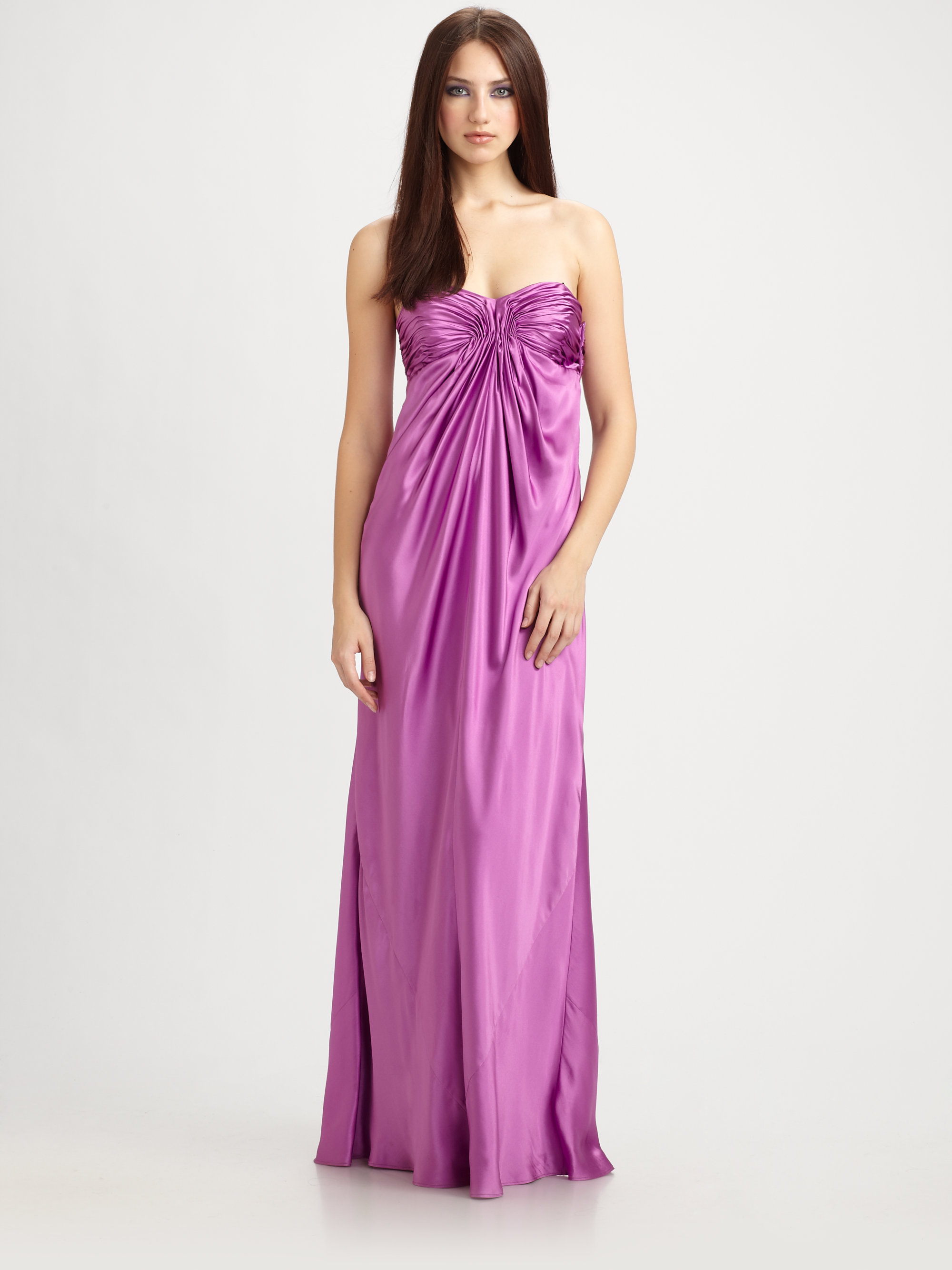 Laundry by Shelli Segal Strapless Silk Charmeuse Gown in Pink Lyst