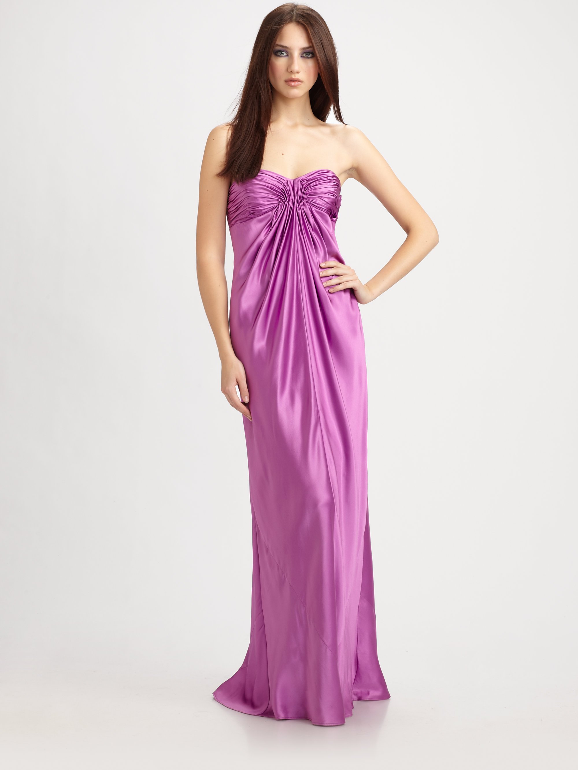 Lyst Laundry By Shelli Segal Strapless Silk Charmeuse Gown in Pink