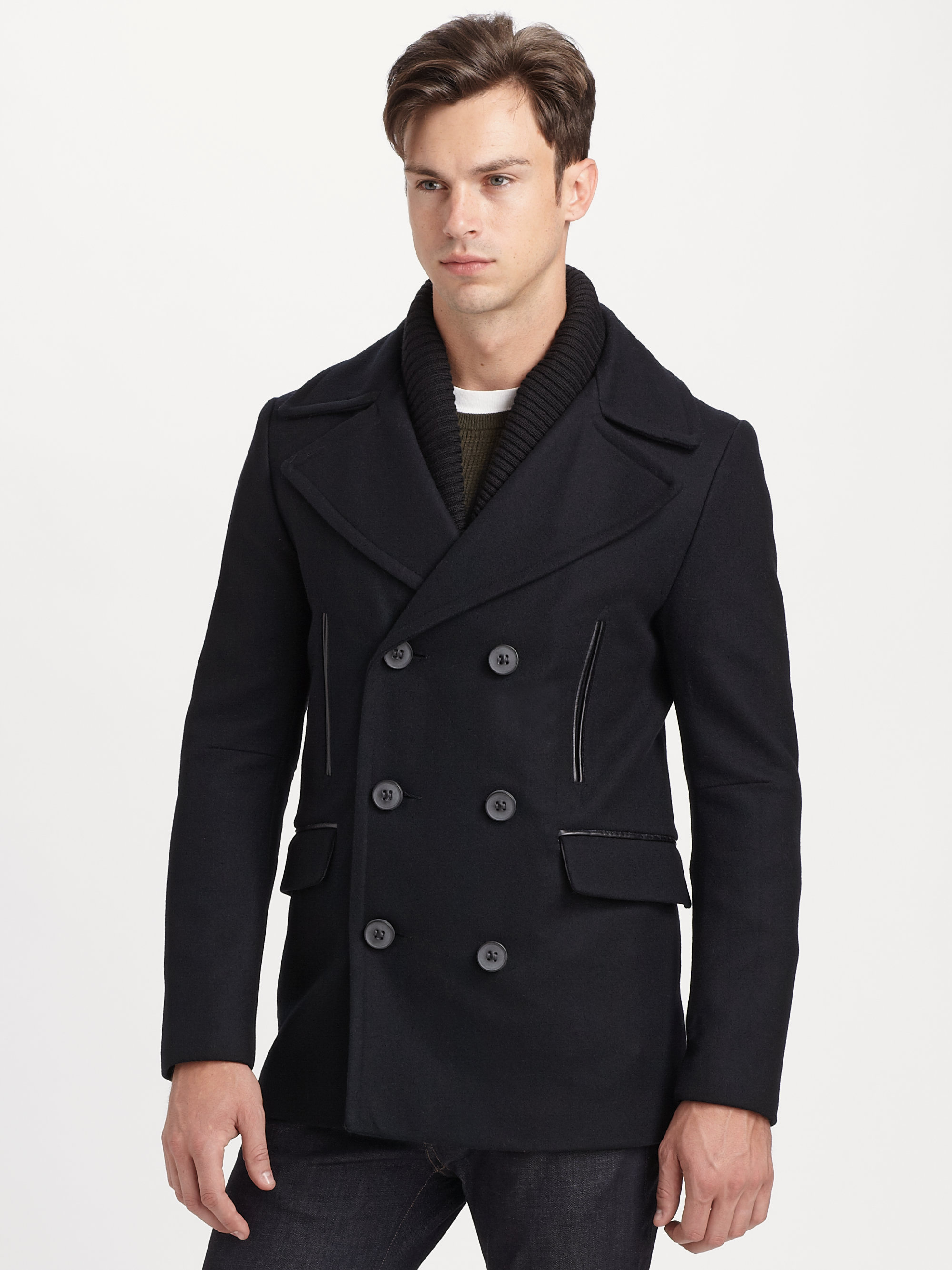 Mackage Alvin Pea Coat in Black for Men | Lyst