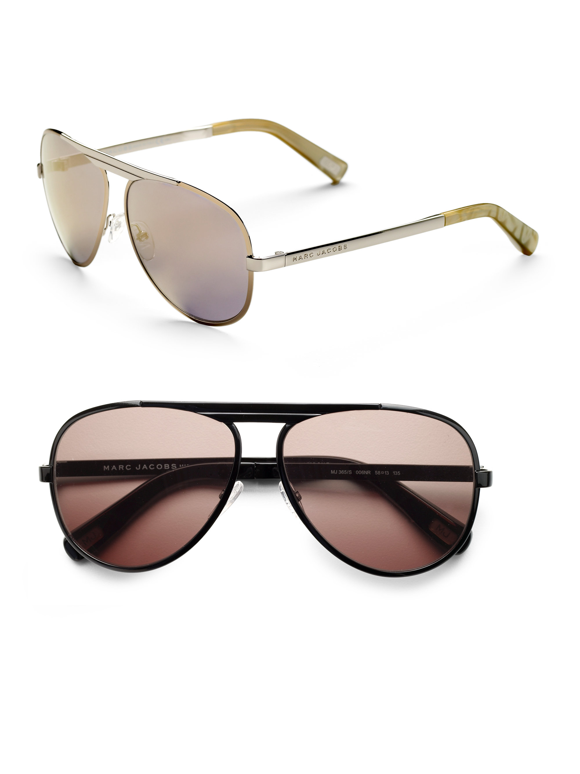 Marc jacobs Metal Aviator Sunglasses in Gold for Men Lyst