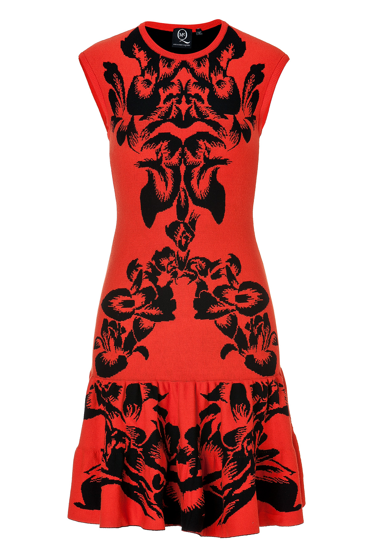 Mcq alexander mcqueen Intarsia Knit Dress in Red (black) | Lyst