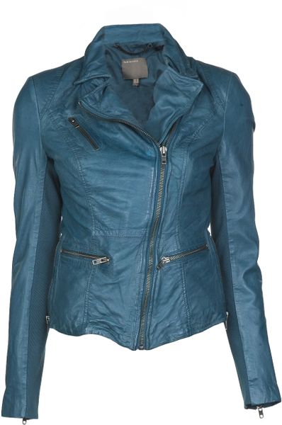 Muubaa Leather Jacket in Blue (teal) | Lyst