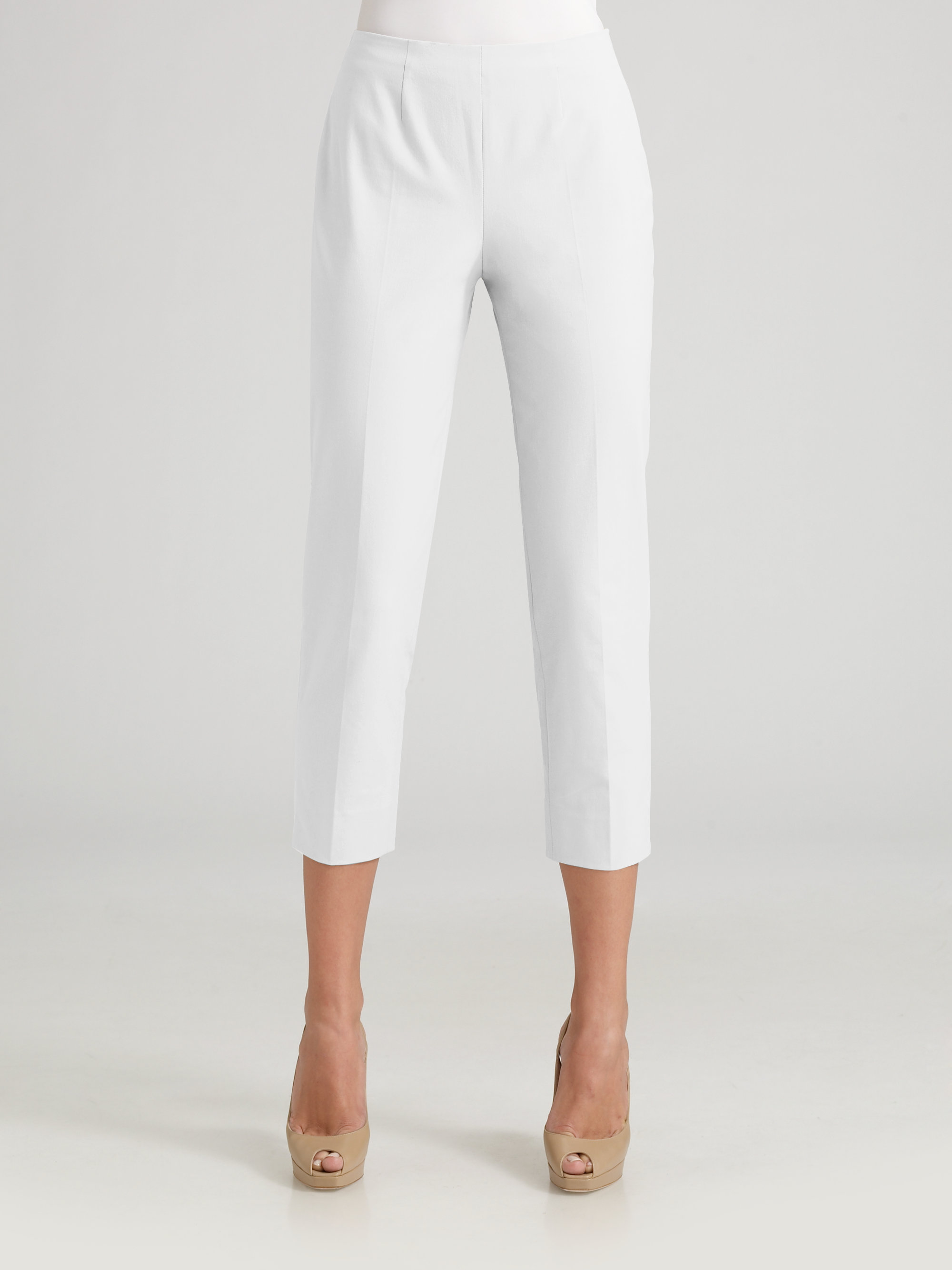 Piazza sempione Audrey Cotton Capri Pants in White | Lyst