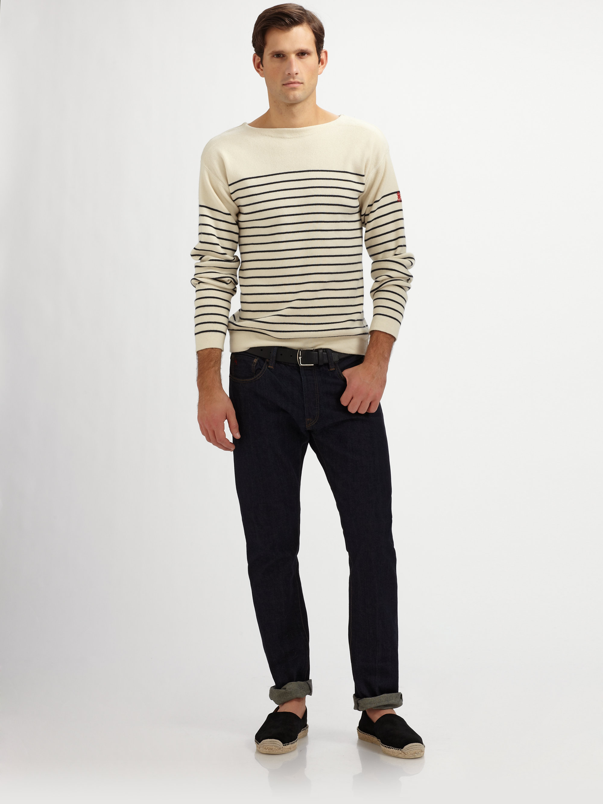 Polo Ralph Lauren Boatneck Sweater in Natural for Men | Lyst