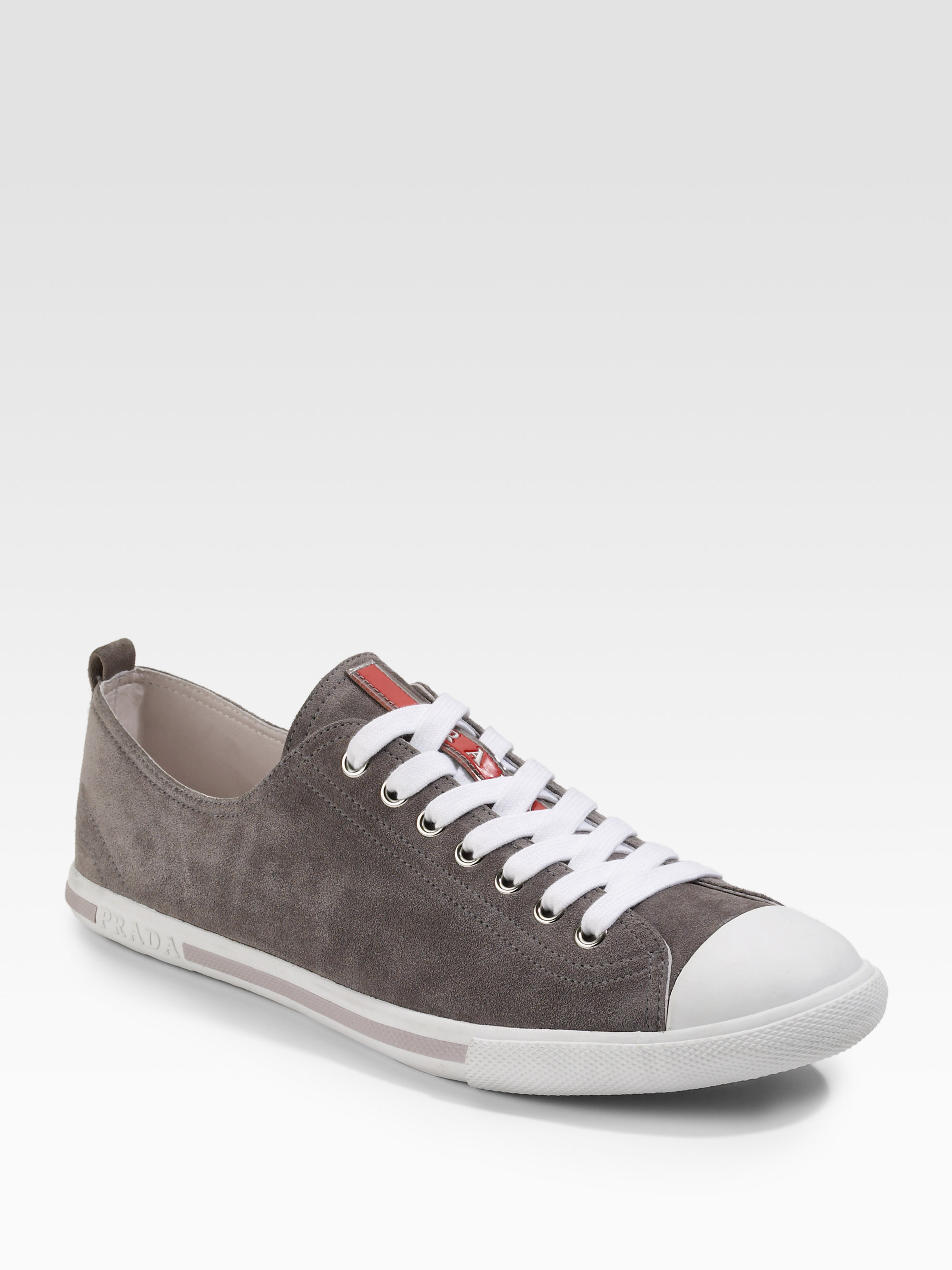 Prada Suede Sneakers in Gray for Men | Lyst