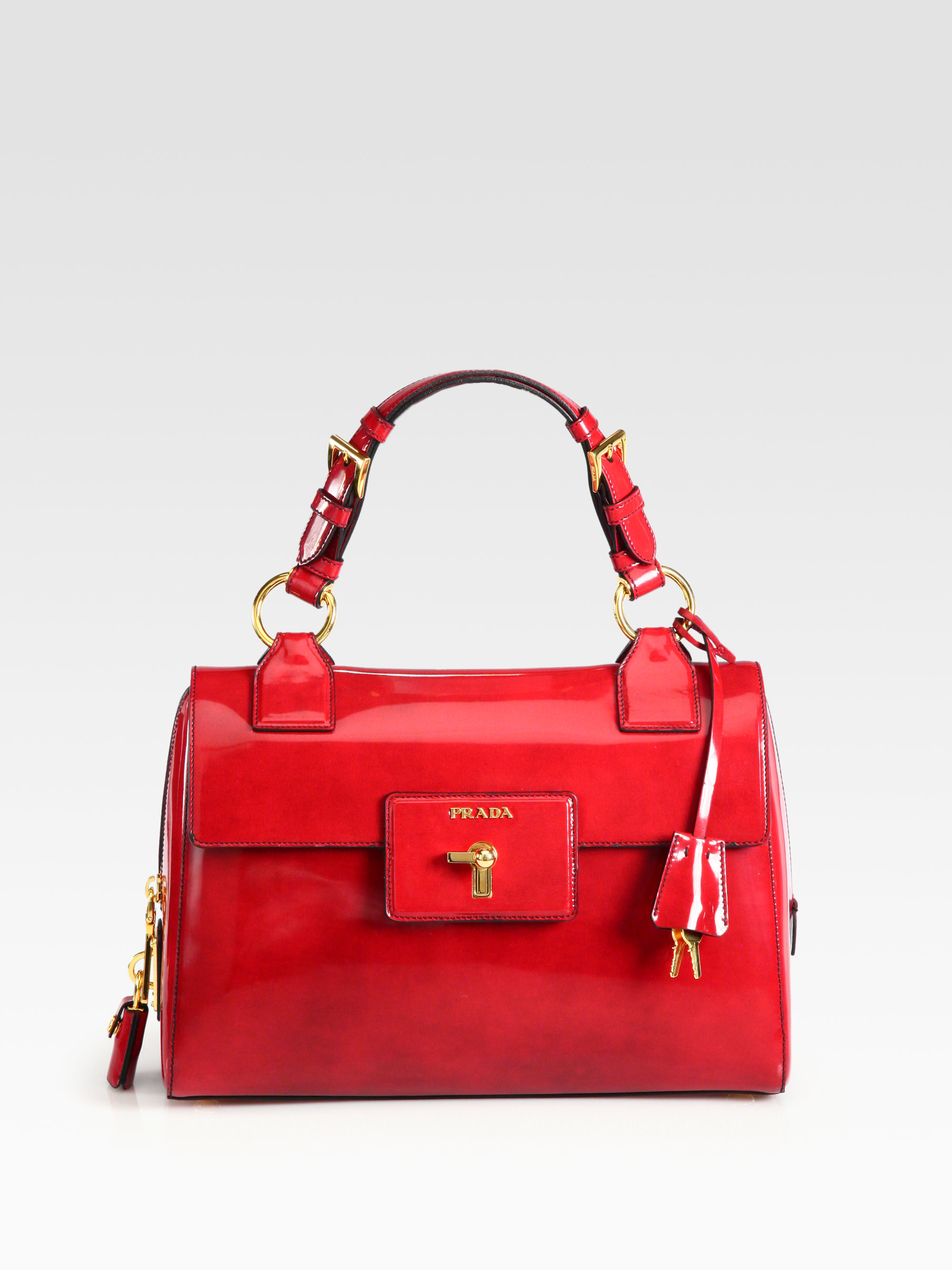 Prada Spazzolato Bag in Red | Lyst