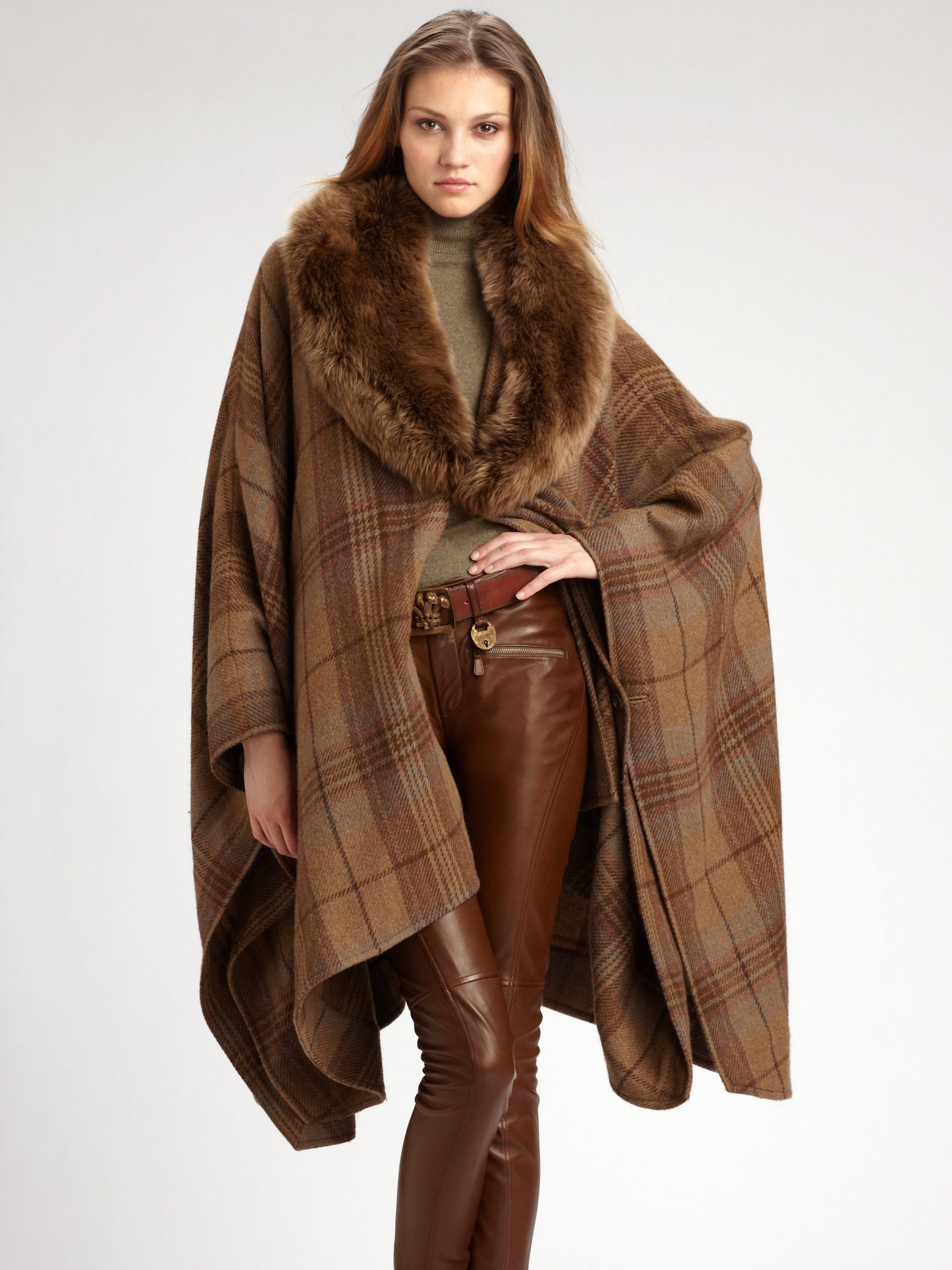 Ralph lauren plaid poncho Clearance