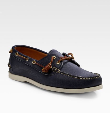 Ralph Lauren Leather Boat Shoes in Blue for Men (navy) | Lyst