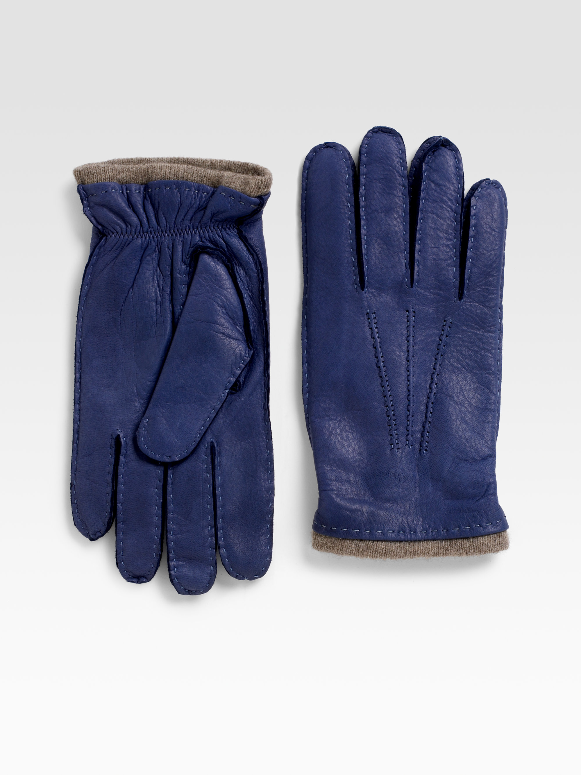 Saks fifth avenue Nappa Leather Cashmere Lined Gloves in Blue for Men