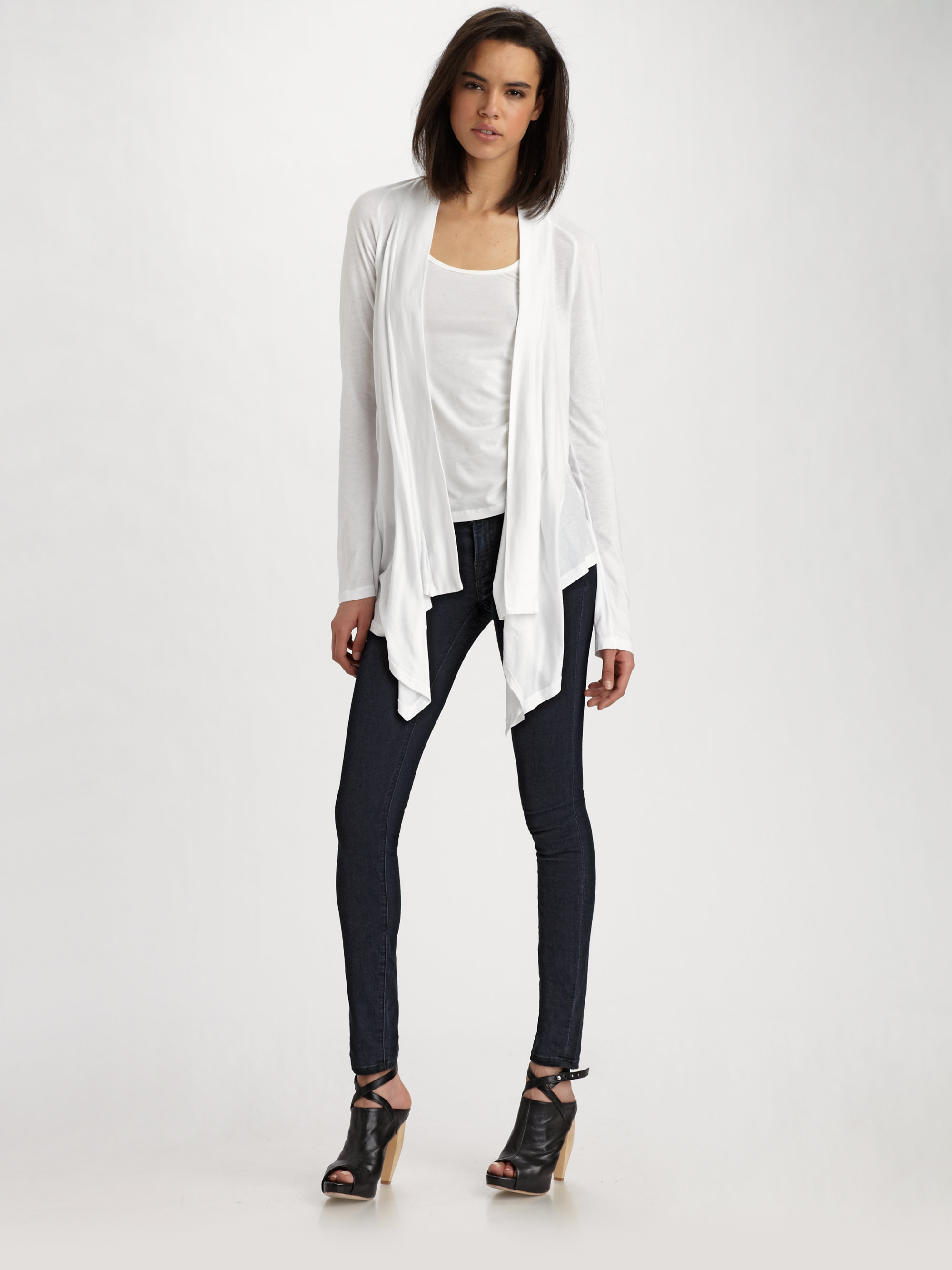 white jersey cardigan