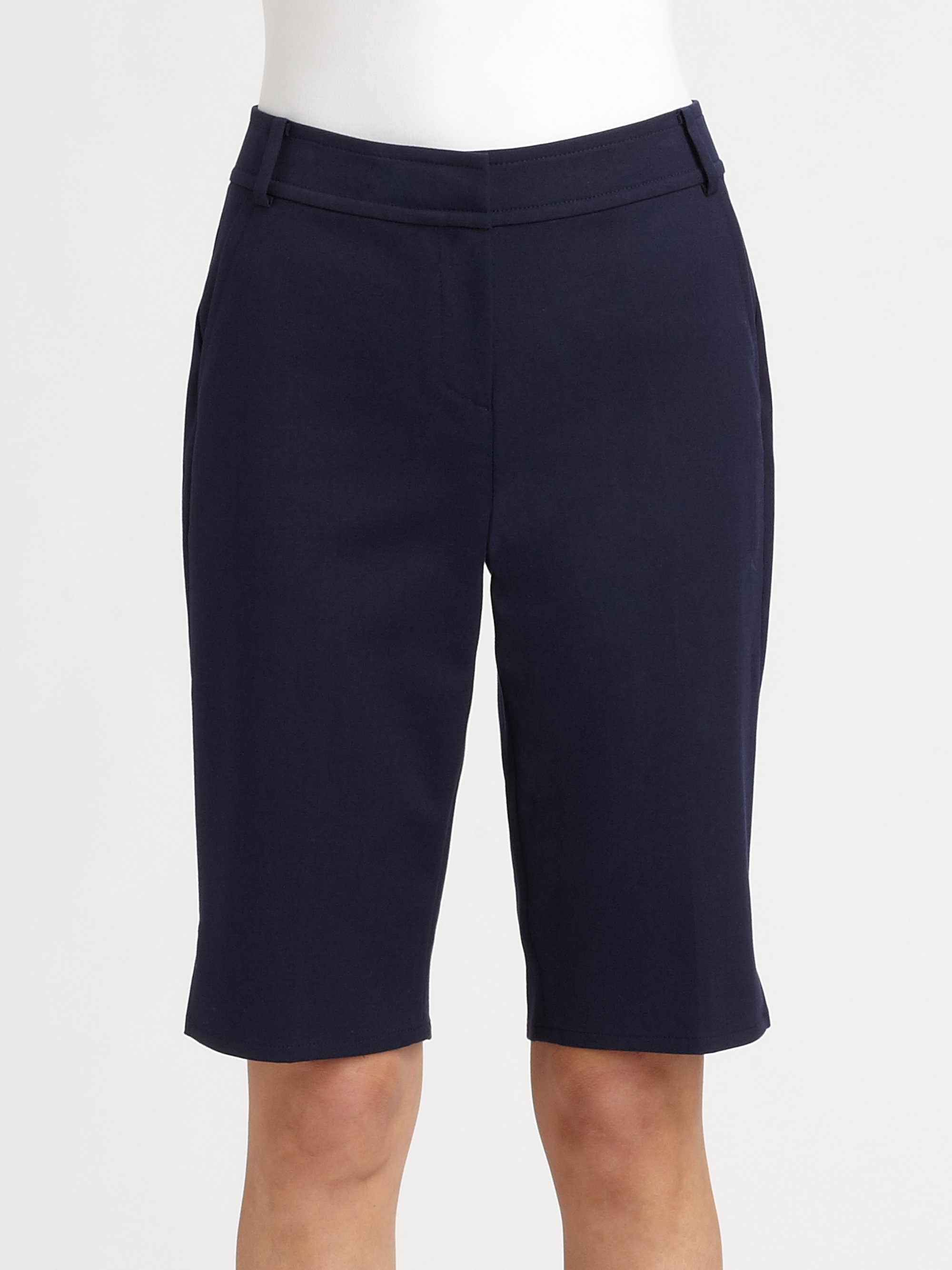 St. John Stretch Cotton Bermuda Shorts in Blue (navy) | Lyst