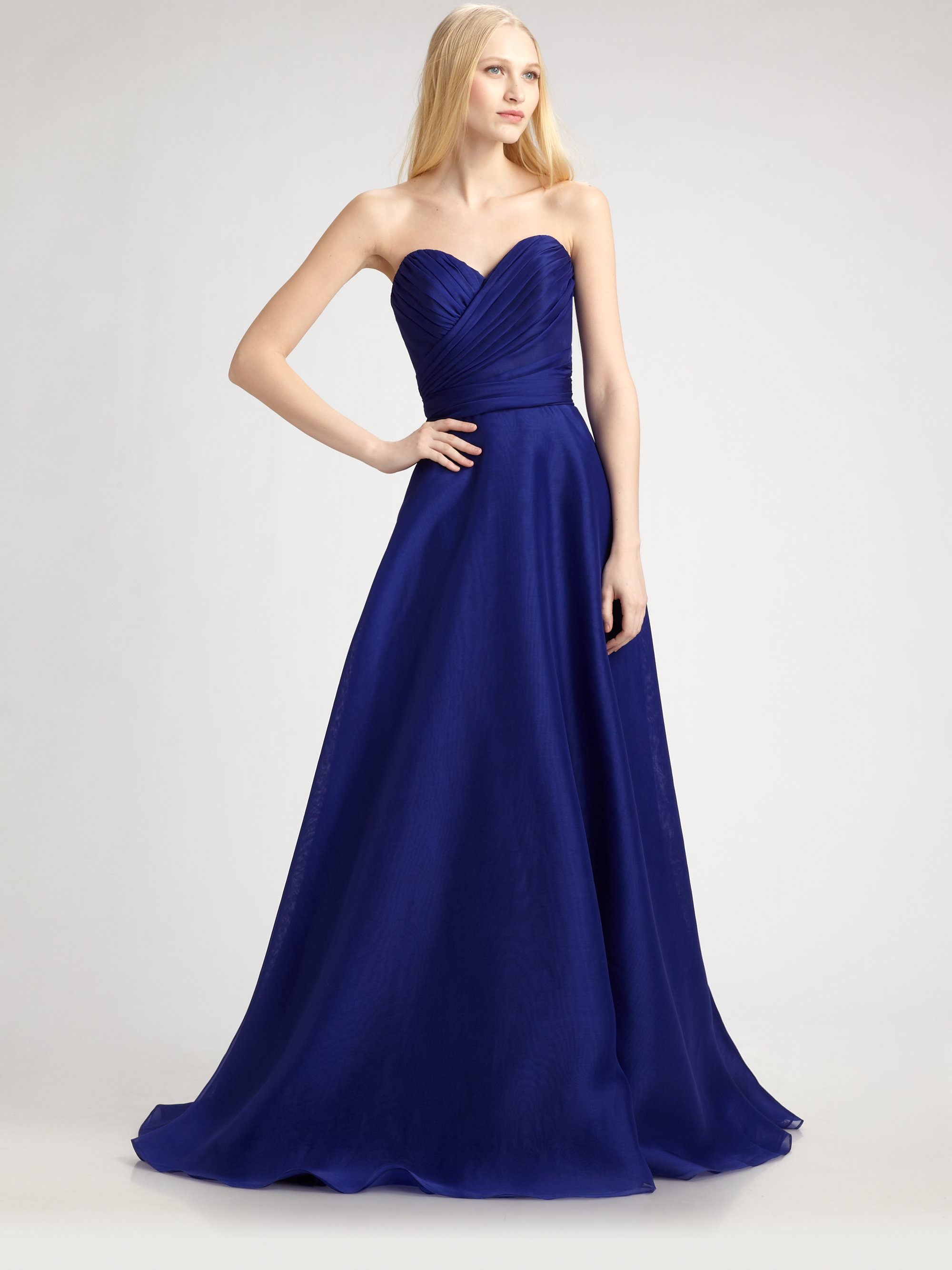 THEIA Silk Organza Ball Gown in Blue - Lyst