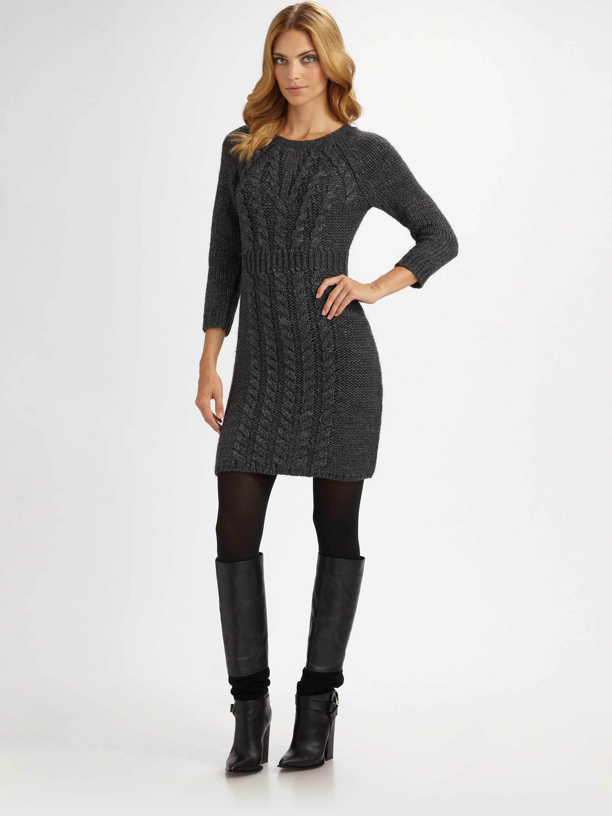 dark gray sweater dress