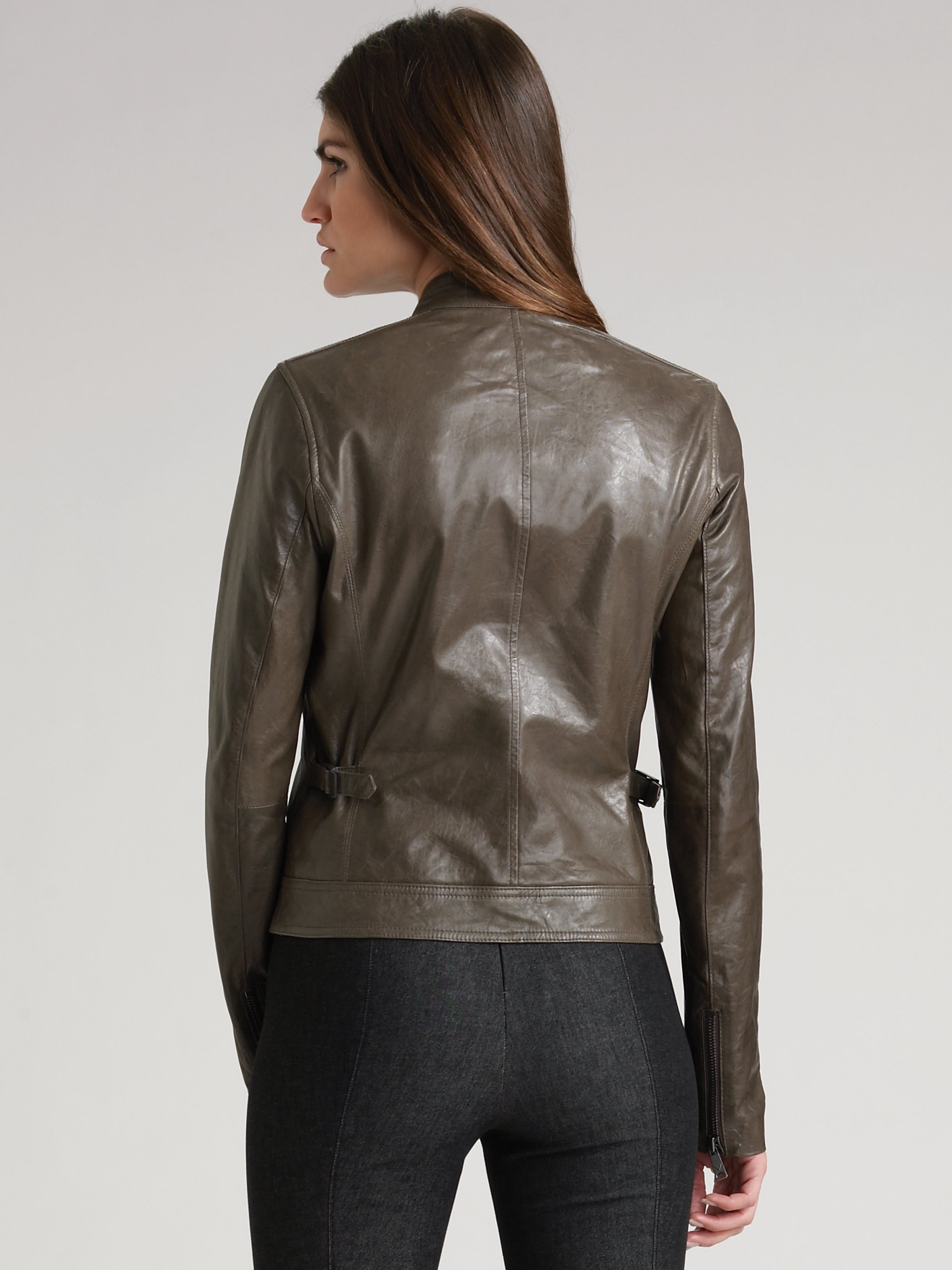 Lyst Vince Motocross Leather Jacket In Green Gallery