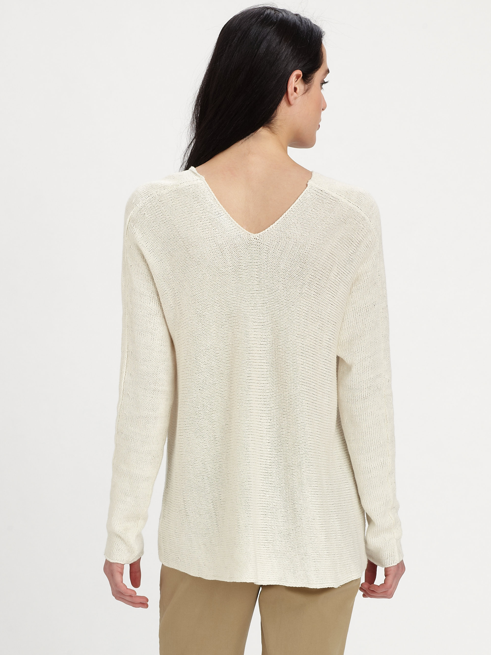 white linen sweater