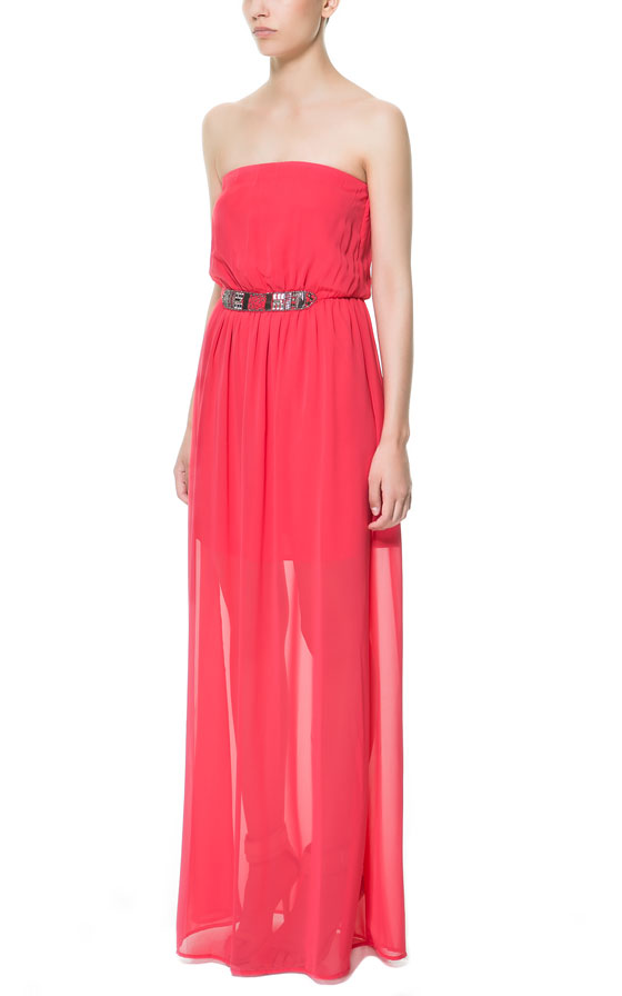 Zara Long Dress in Pink | Lyst