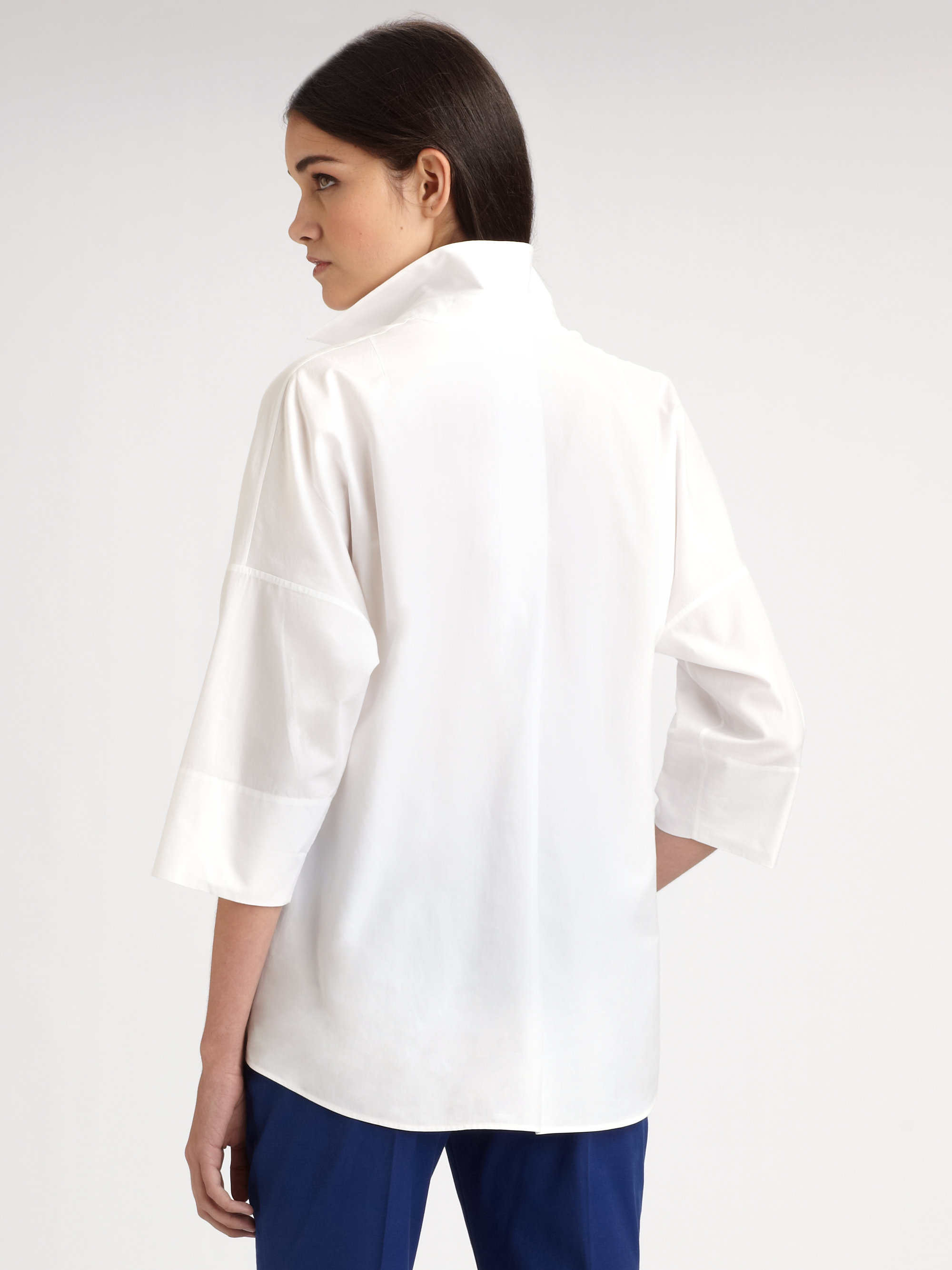 Akris Punto Cotton Tunic Blouse in White - Lyst