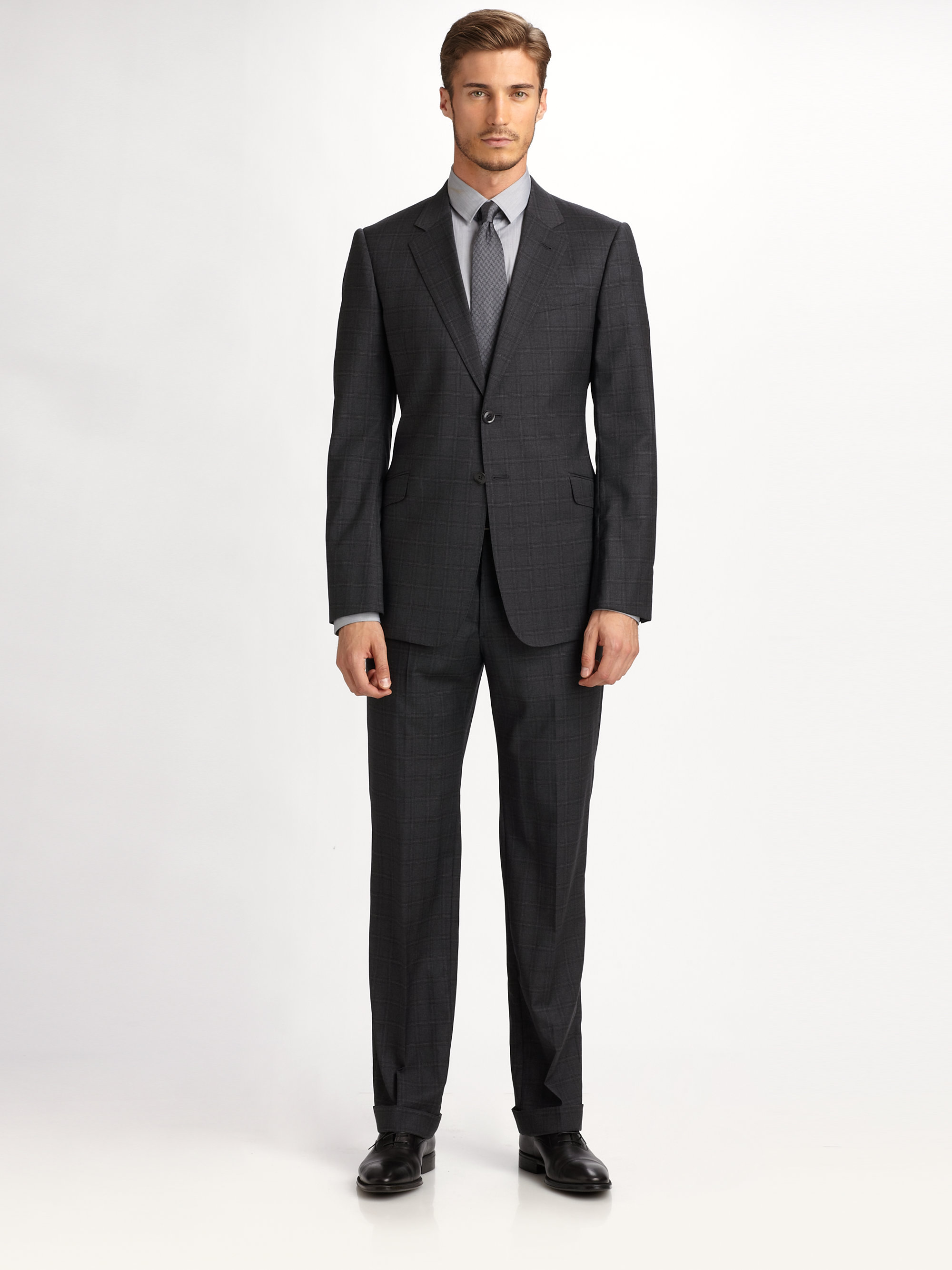 Armani Sartorial Model Plaid Suit in Navy-Plum (Black) for Men - Lyst