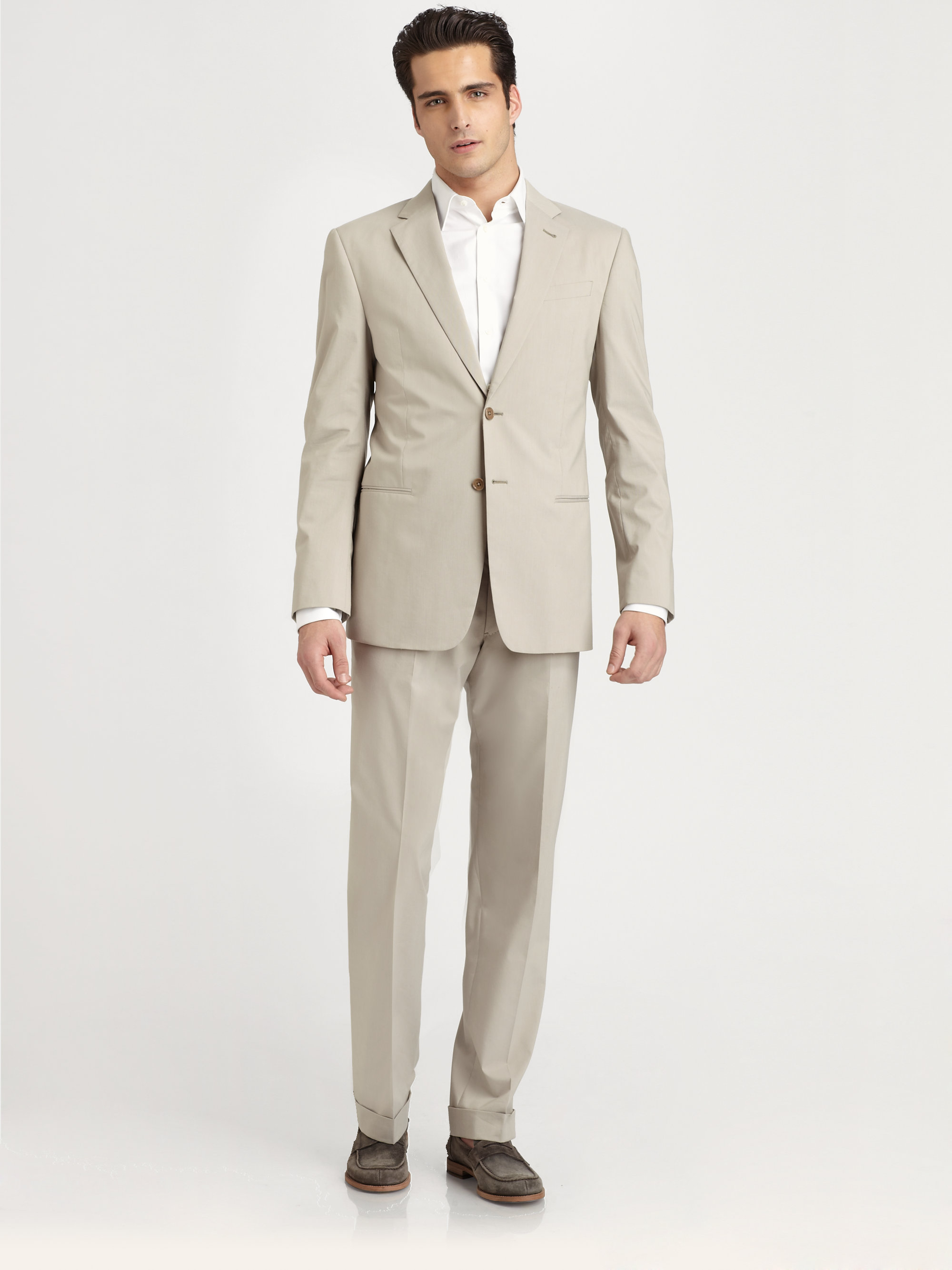 Armani Cotton Summer Suit in Natural for Men | Lyst