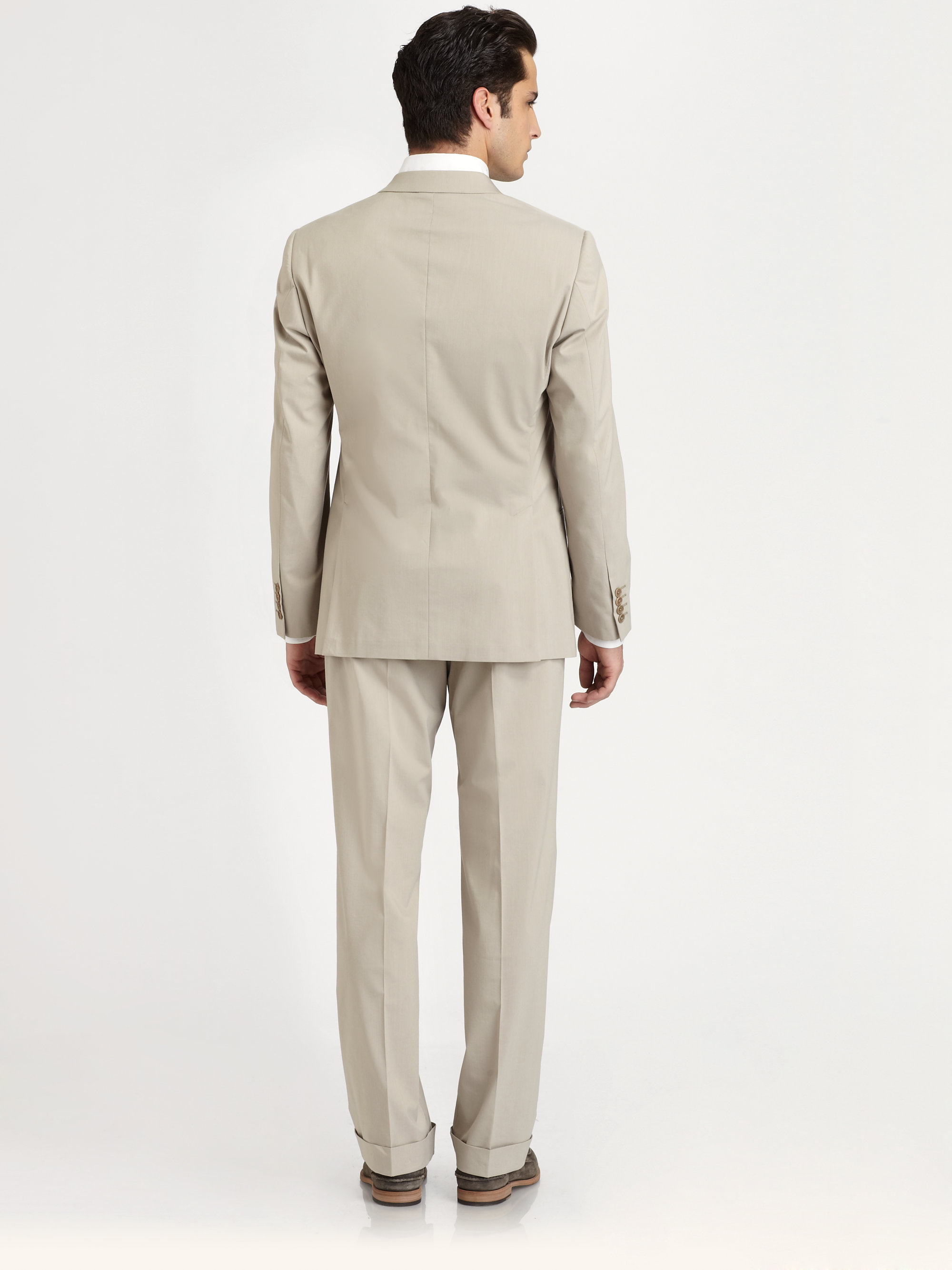 Armani Cotton Summer Suit in Natural for Men | Lyst