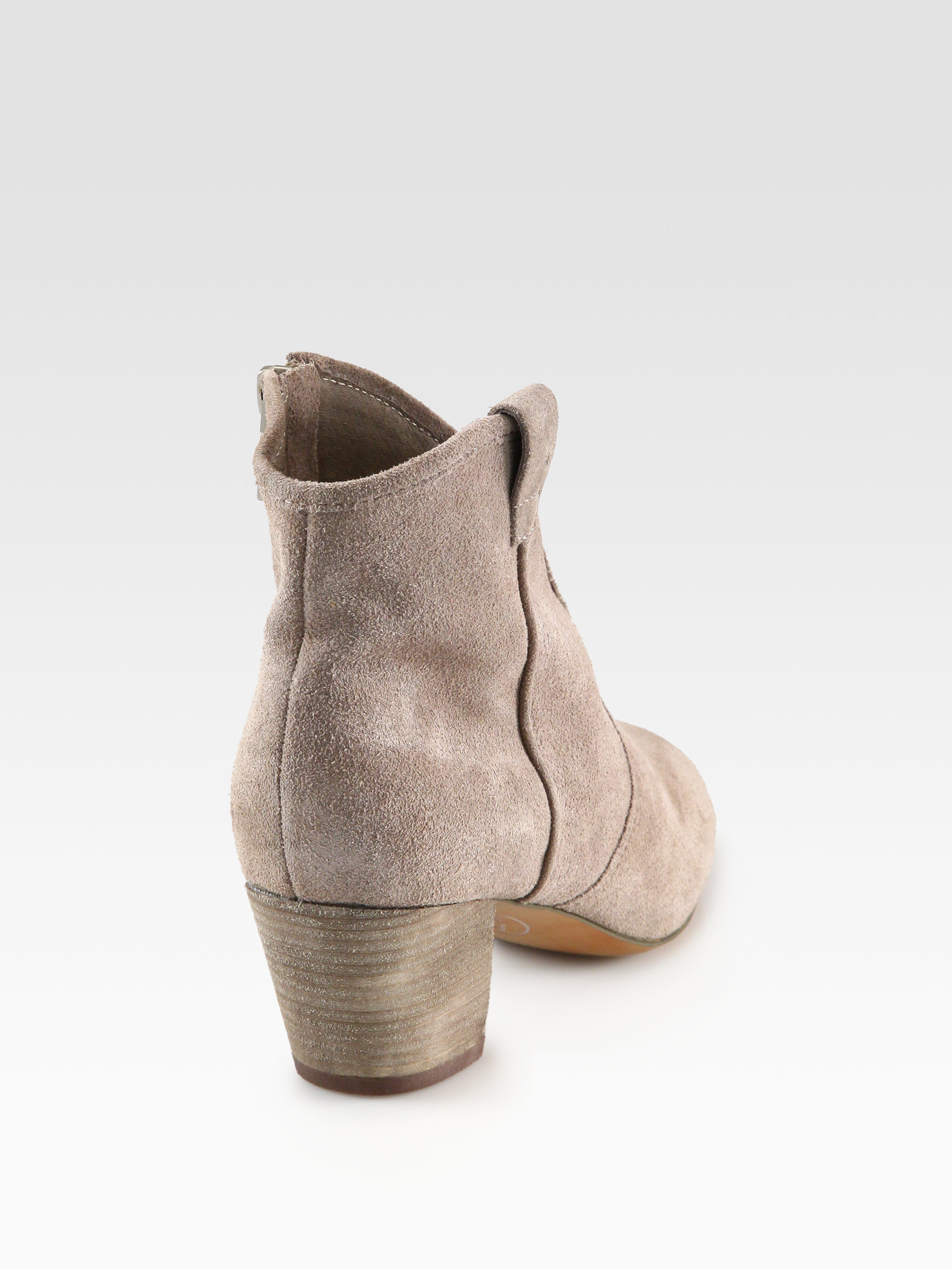grey suede western ankle boots