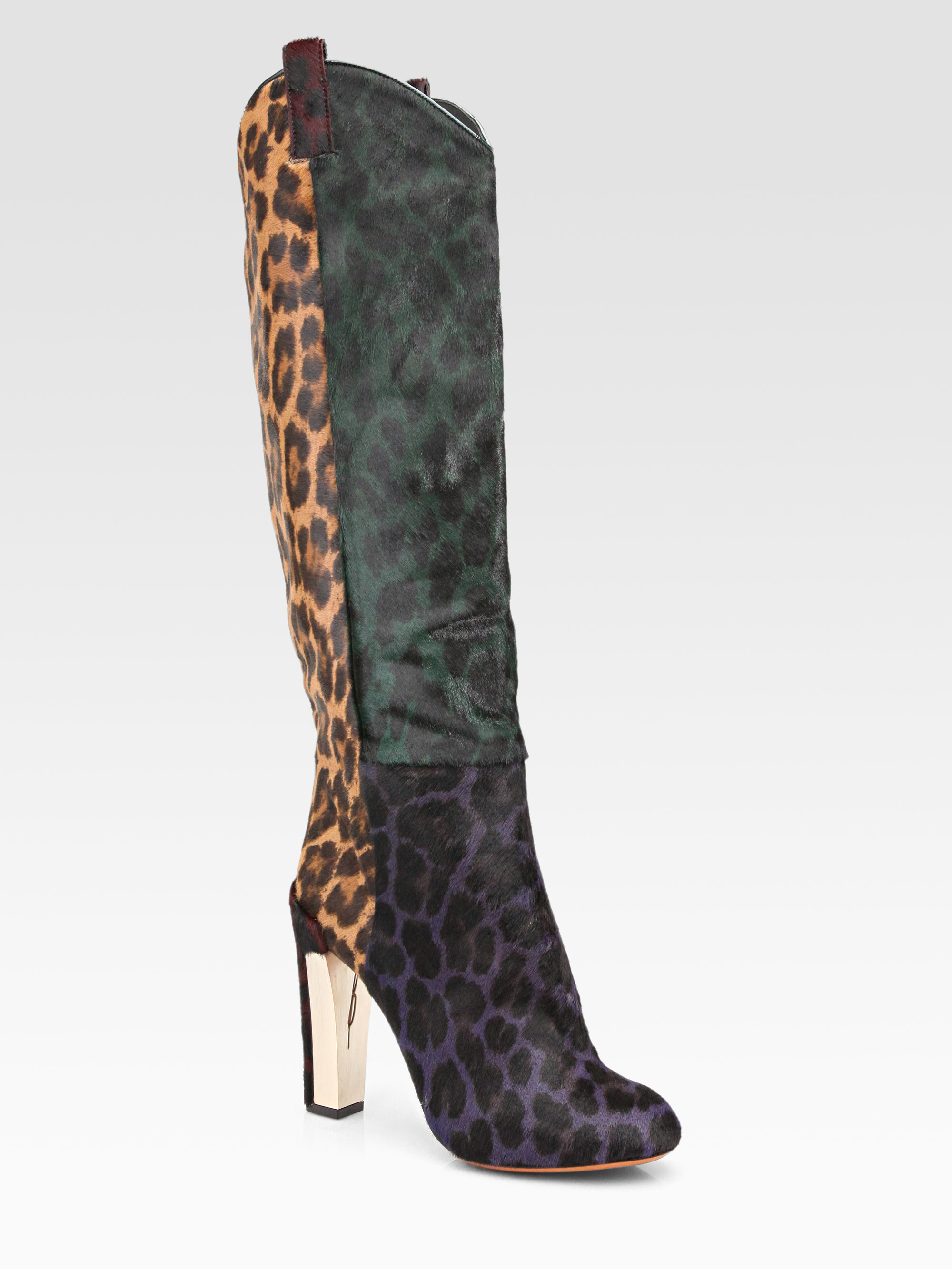 knee high leopard print boots