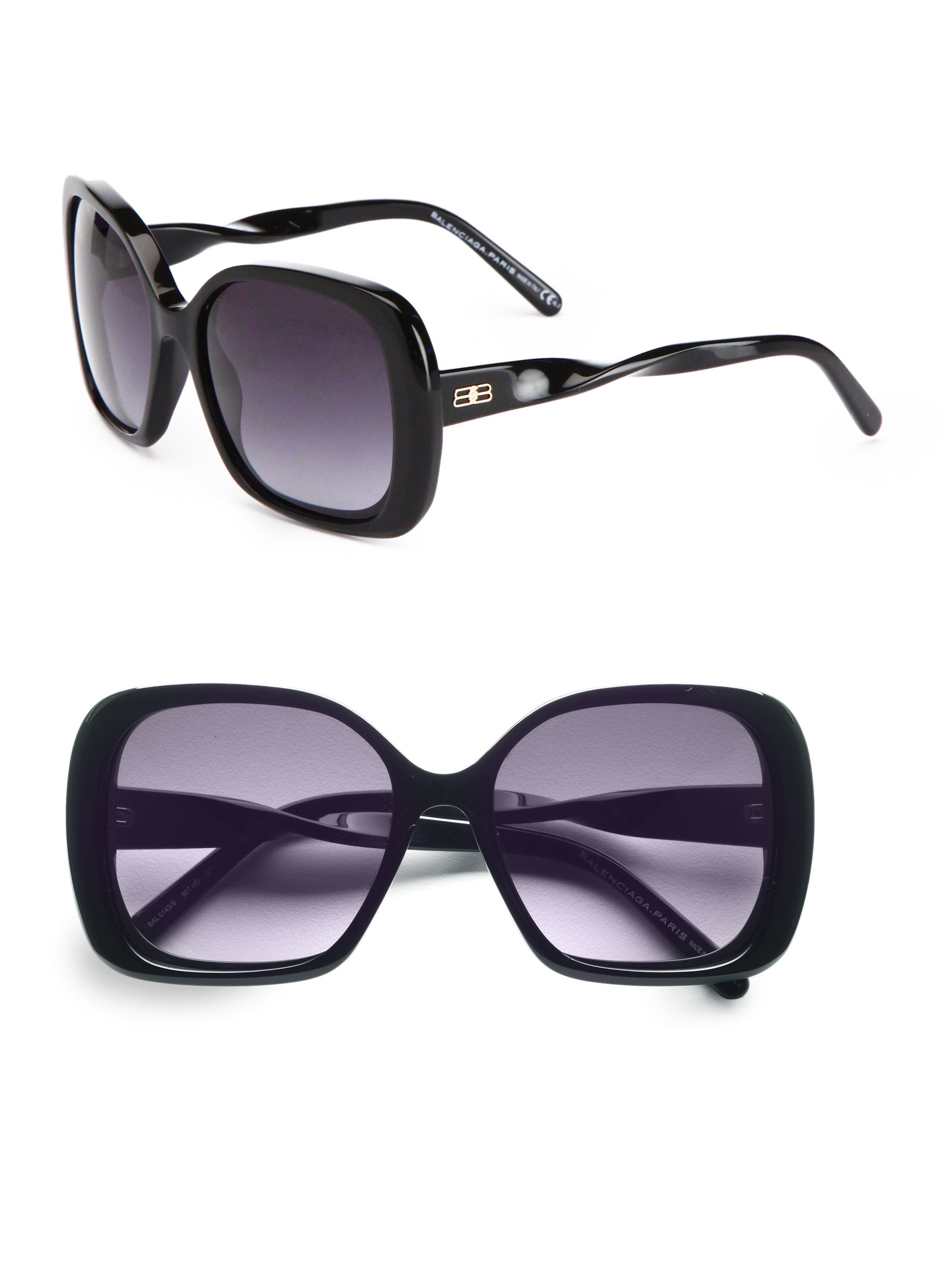 Balenciaga Square Twisted Temple Sunglasses in Black Lyst