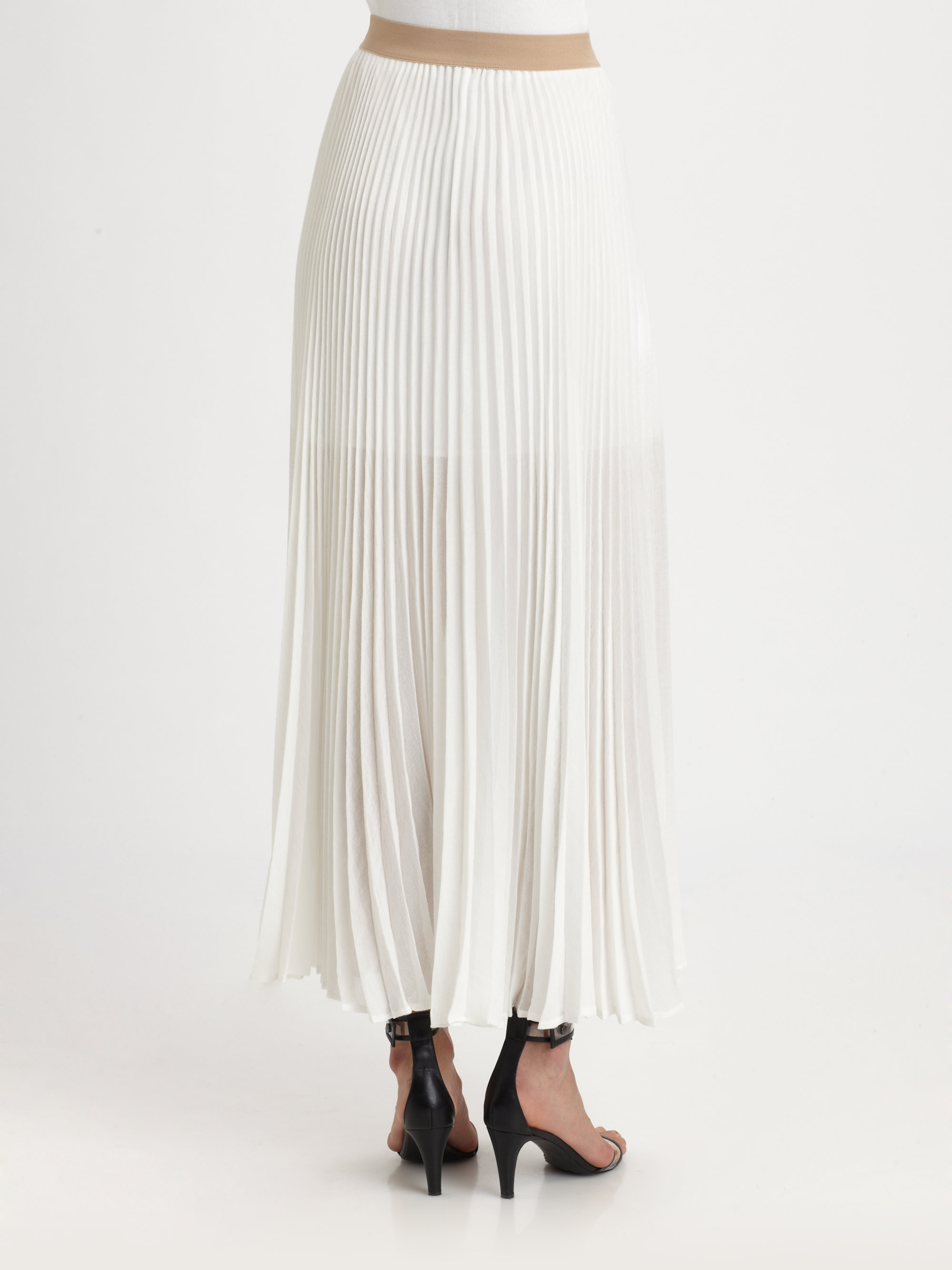 BCBGMAXAZRIA Accordion Maxi Skirt in White Lyst