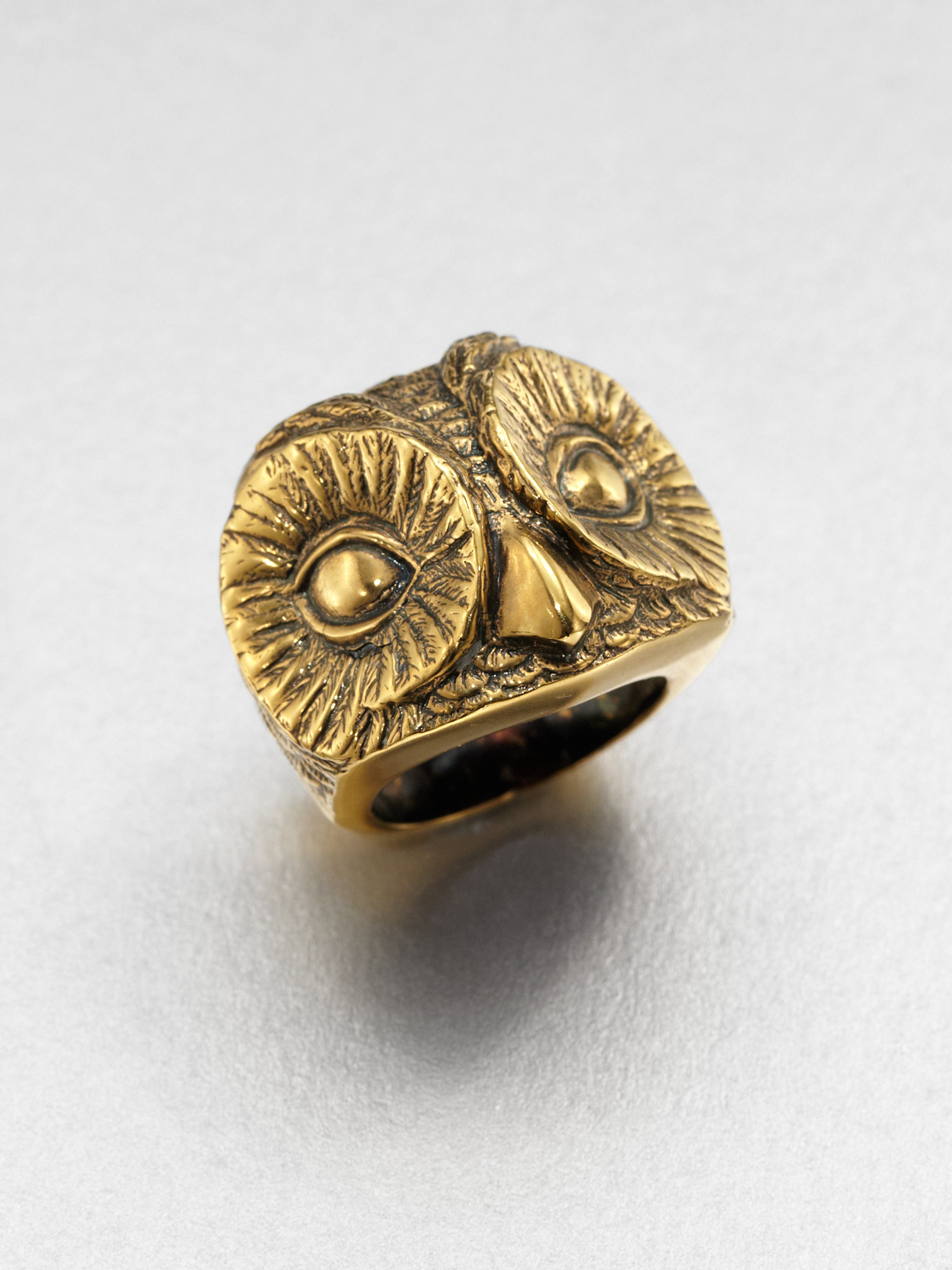 Antique Bronze Chunky Owl Ring 