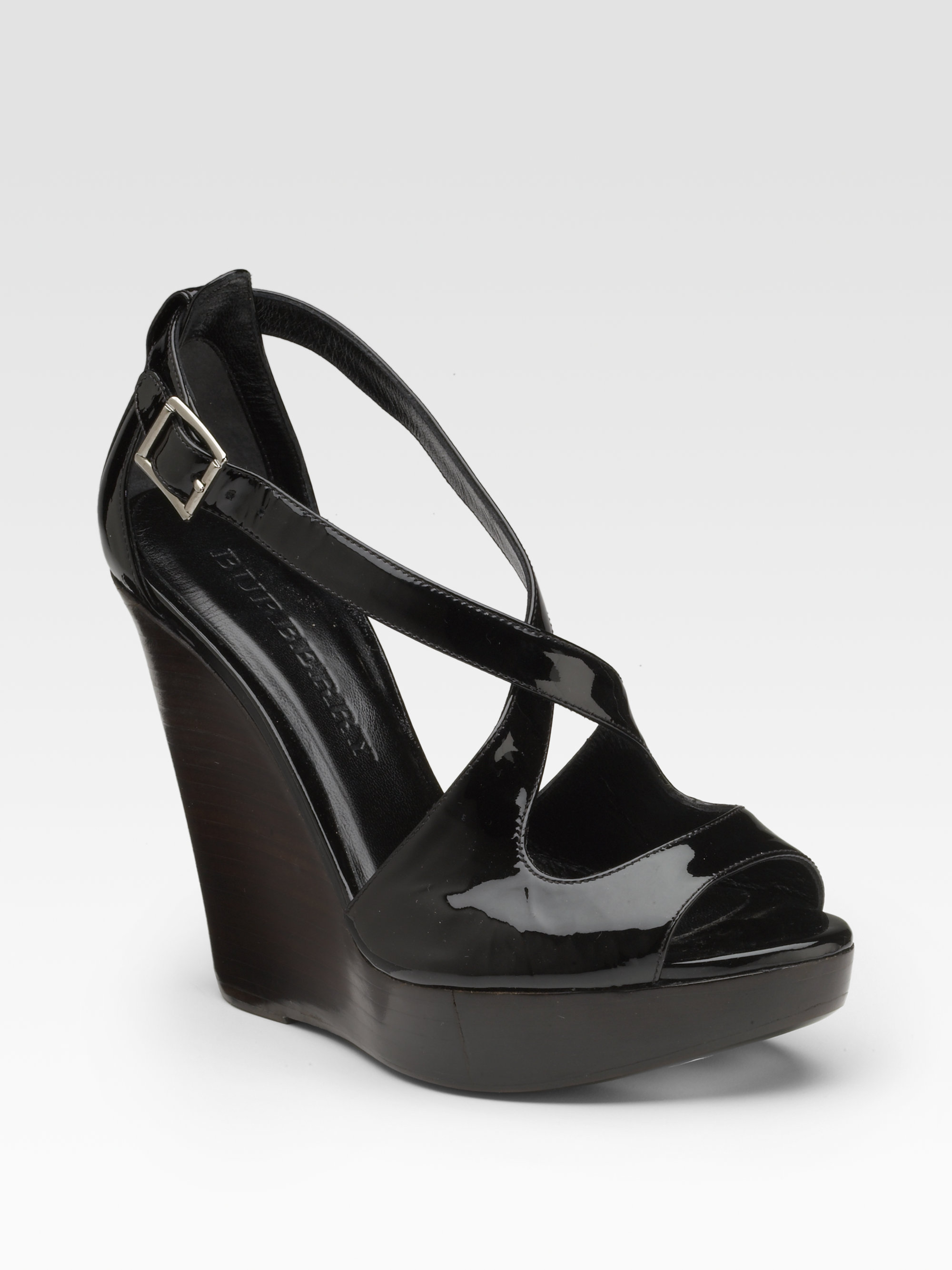 black patent wedge heels