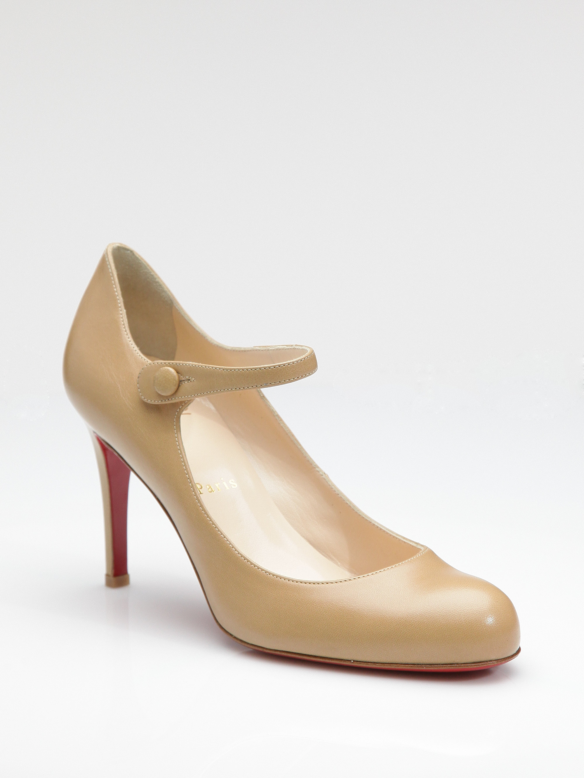 Christian Louboutin Corto Mary Jane Pumps in Beige (Natural) - Lyst